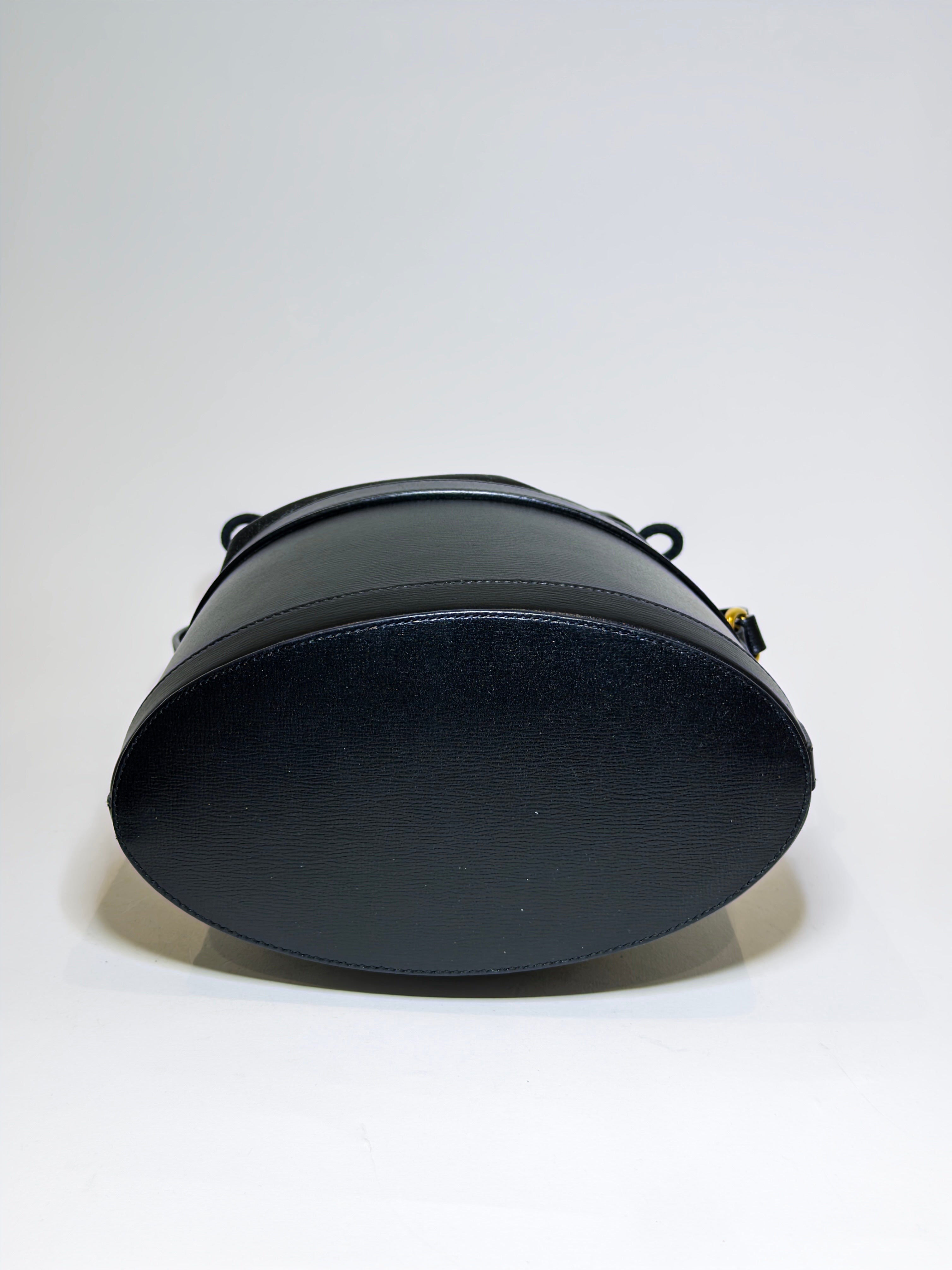 Gucci Black Leather 1955 Horsebit Bucket Bag