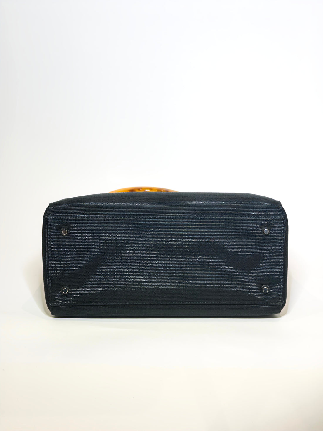 Dior Black Nylon Lady Dior Tortoise Top Handle Bag