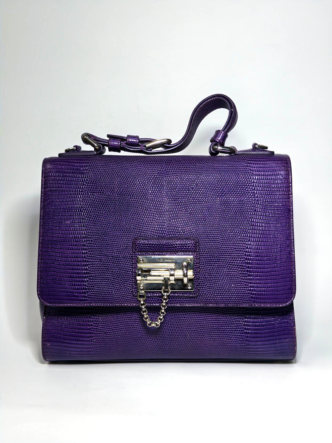 Dolce & Gabbana Purple Lizard Embossed Leather Medium Miss Monica Bag