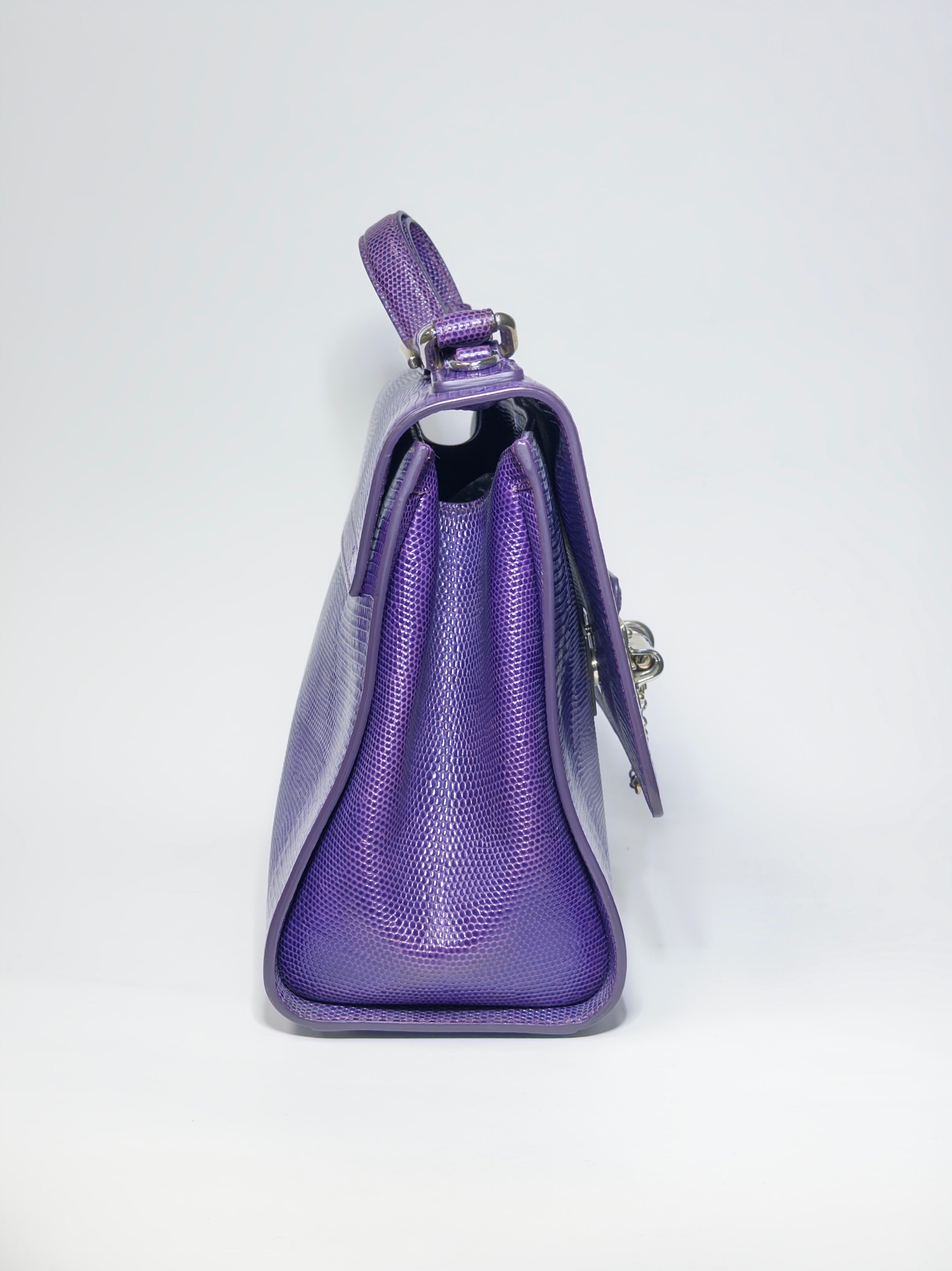 Dolce & Gabbana Purple Lizard Embossed Leather Medium Miss Monica Bag