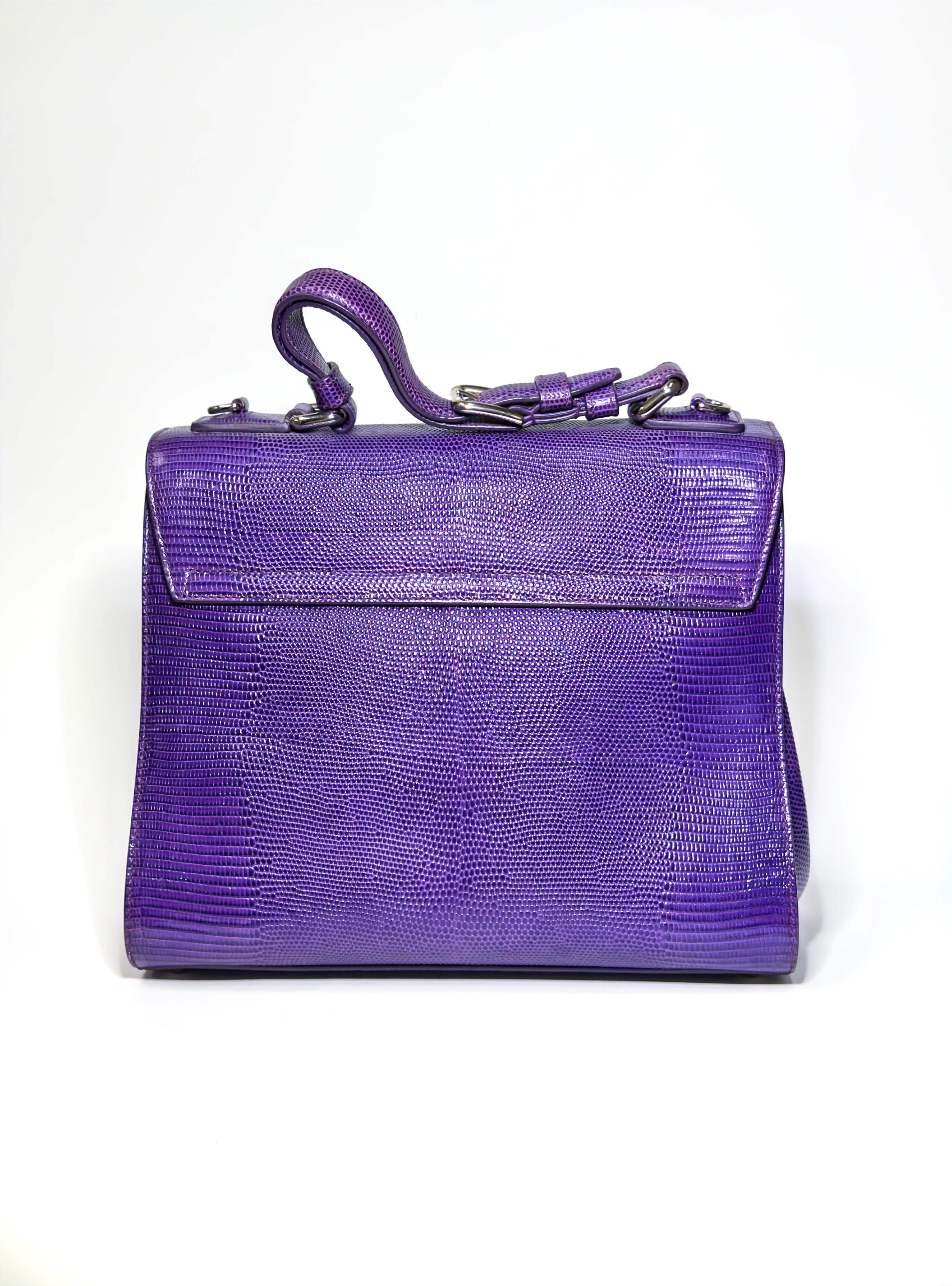 Dolce & Gabbana Purple Lizard Embossed Leather Medium Miss Monica Bag