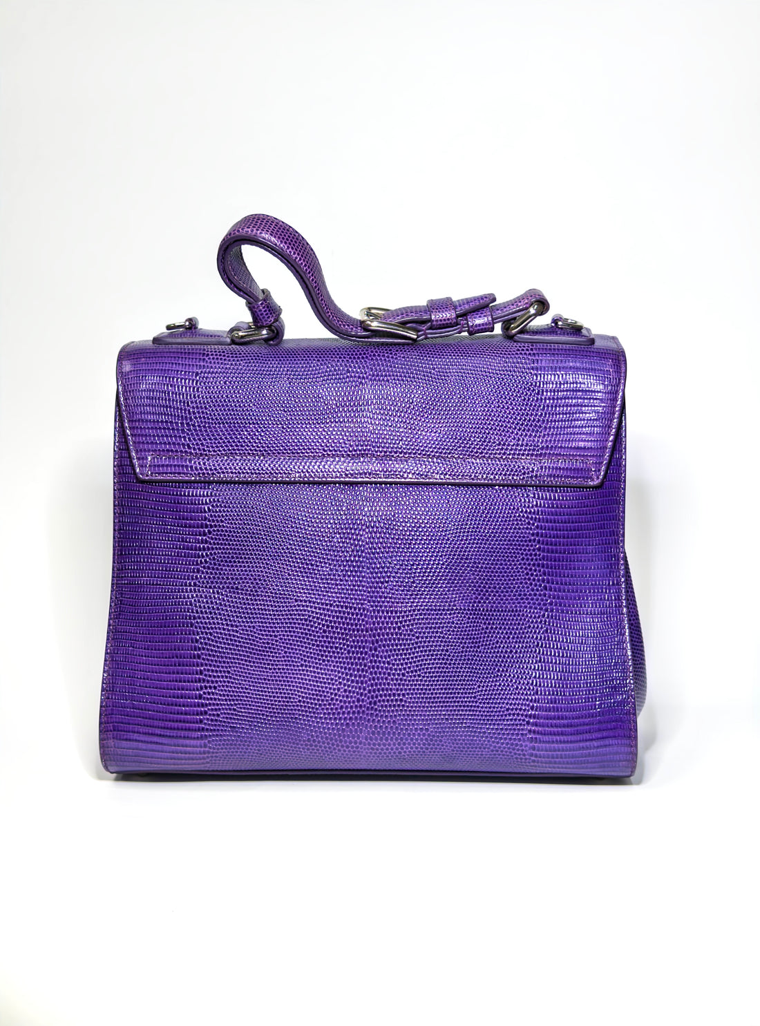 Dolce & Gabbana Purple Lizard Embossed Leather Medium Miss Monica Bag