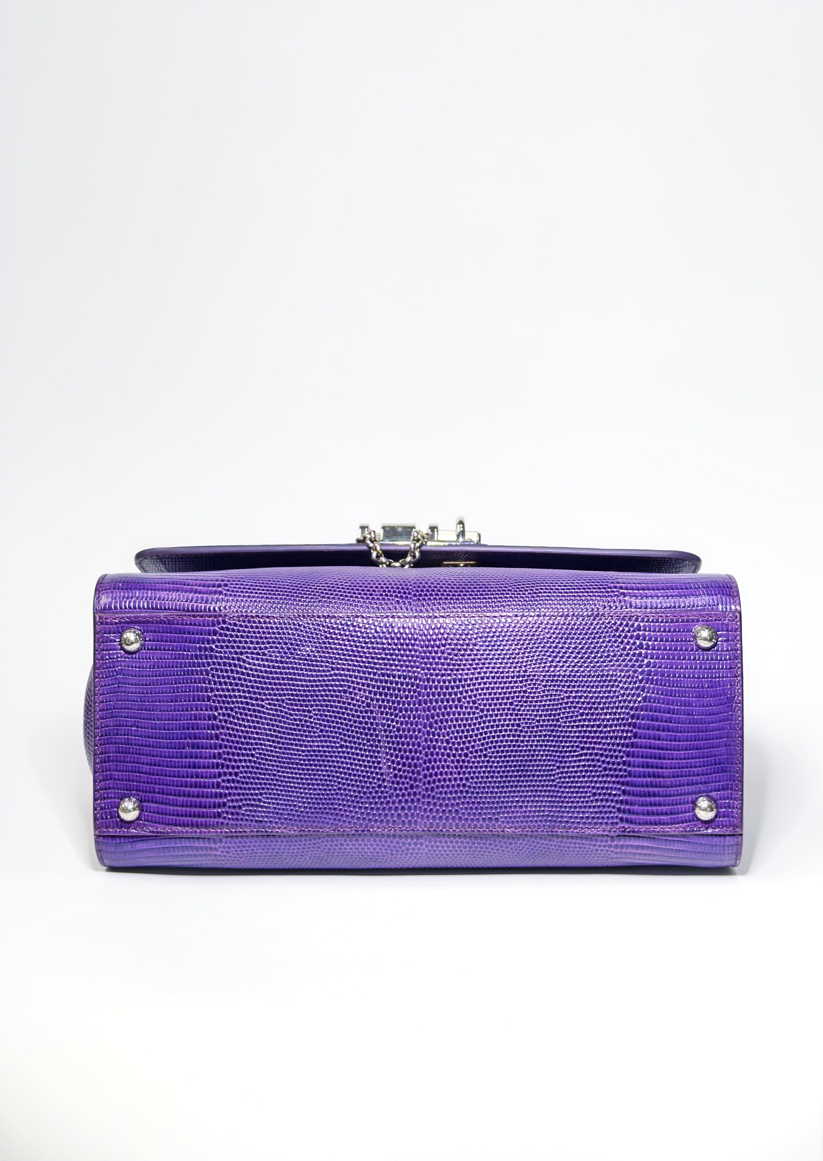 Dolce & Gabbana Purple Lizard Embossed Leather Medium Miss Monica Bag