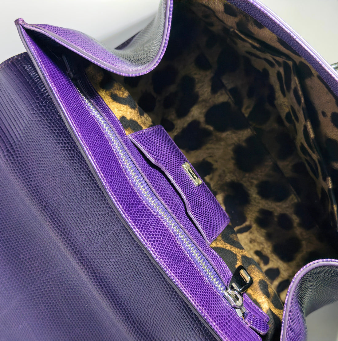 Dolce & Gabbana Purple Lizard Embossed Leather Medium Miss Monica Bag
