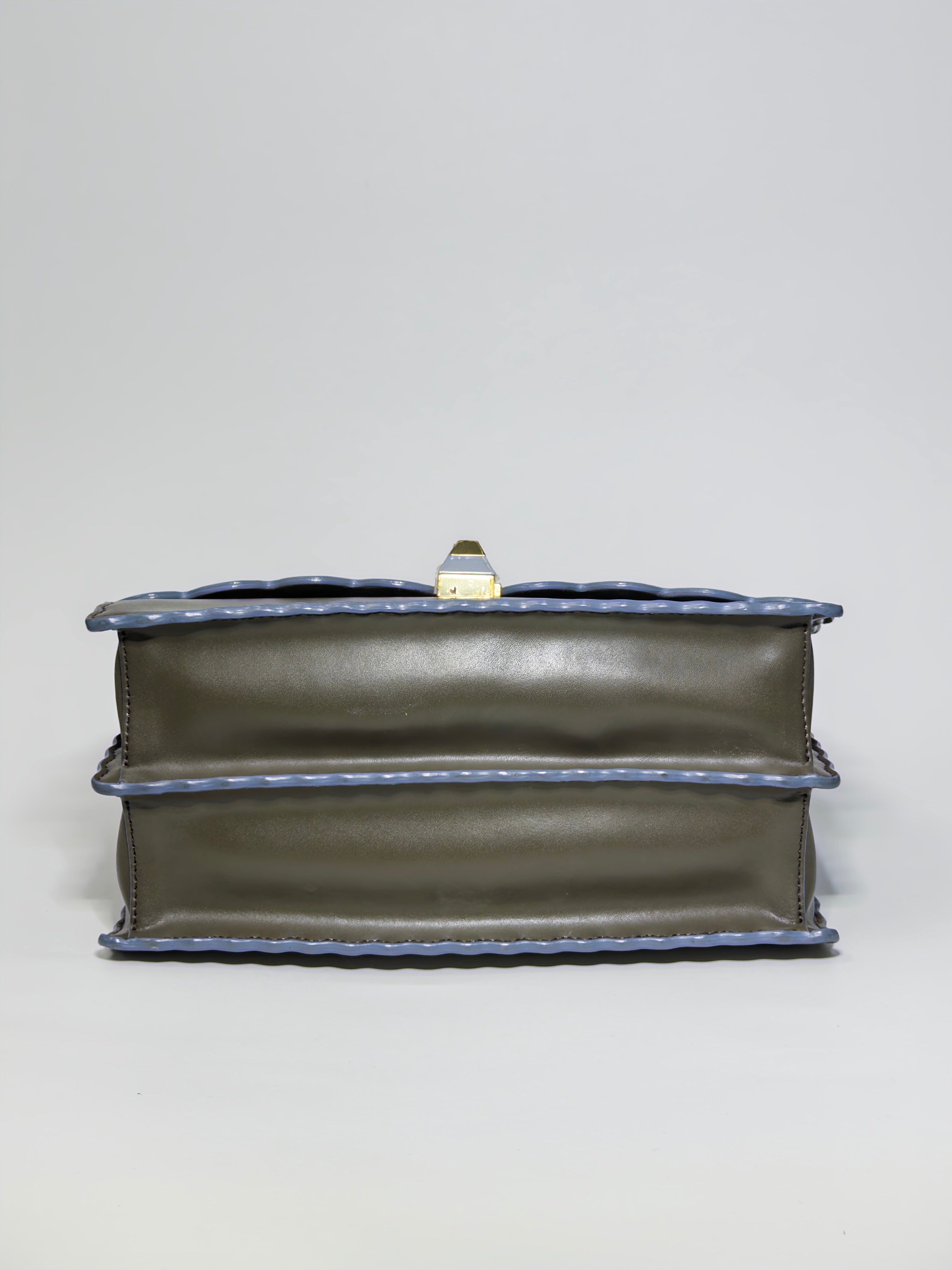 Fendi Brown Scalloped Leather Medium Kan I Shoulder Bag