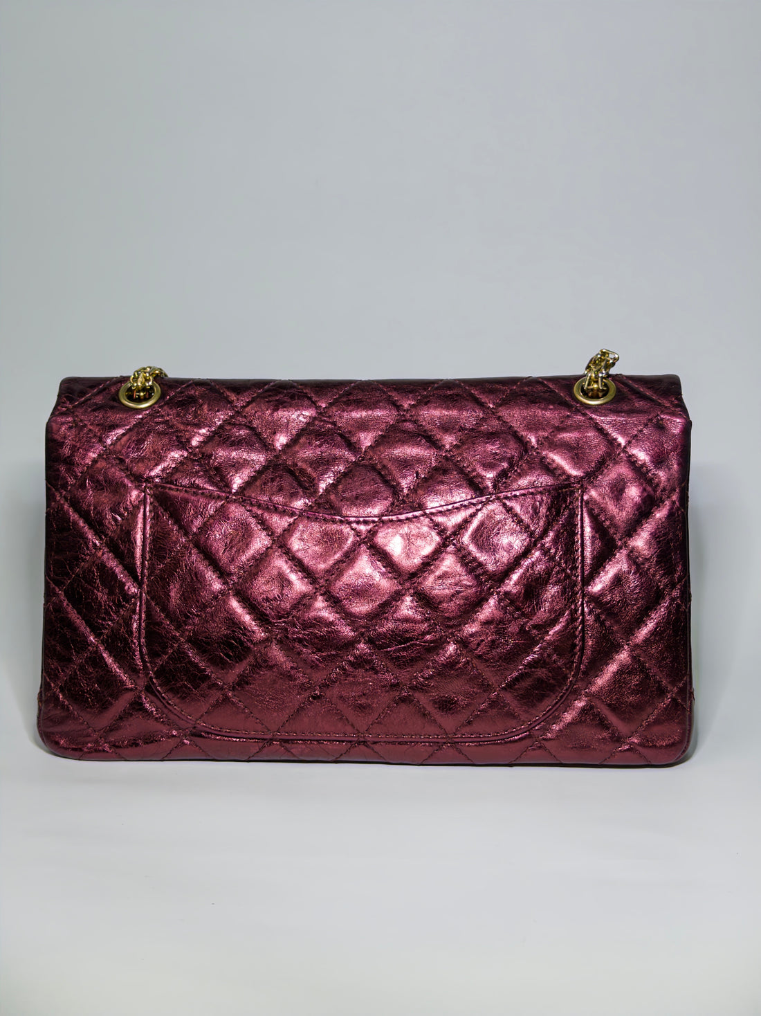 Chanel Calfskin 2.55 Reissue Flap Metallic Burgundy/Dark Red
