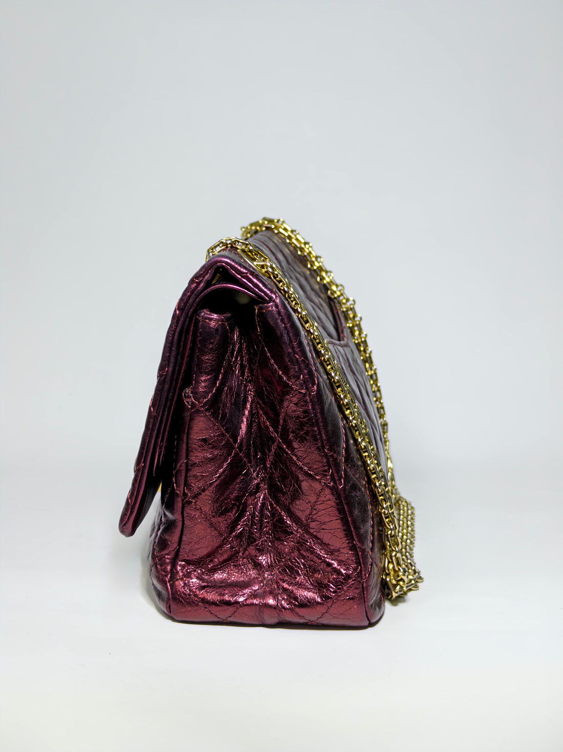 Chanel Calfskin 2.55 Reissue Flap Metallic Burgundy/Dark Red