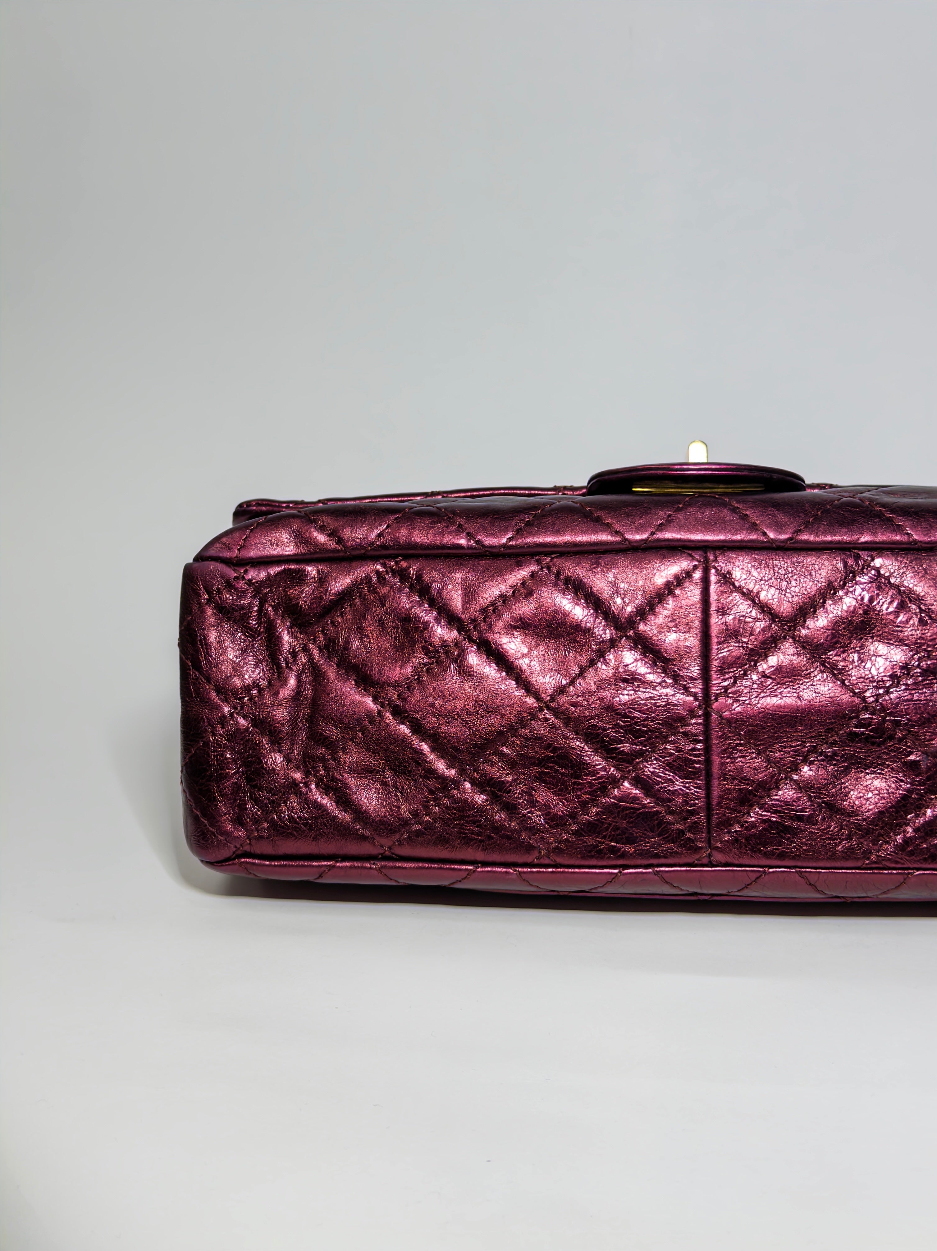 Chanel Calfskin 2.55 Reissue Flap Metallic Burgundy/Dark Red