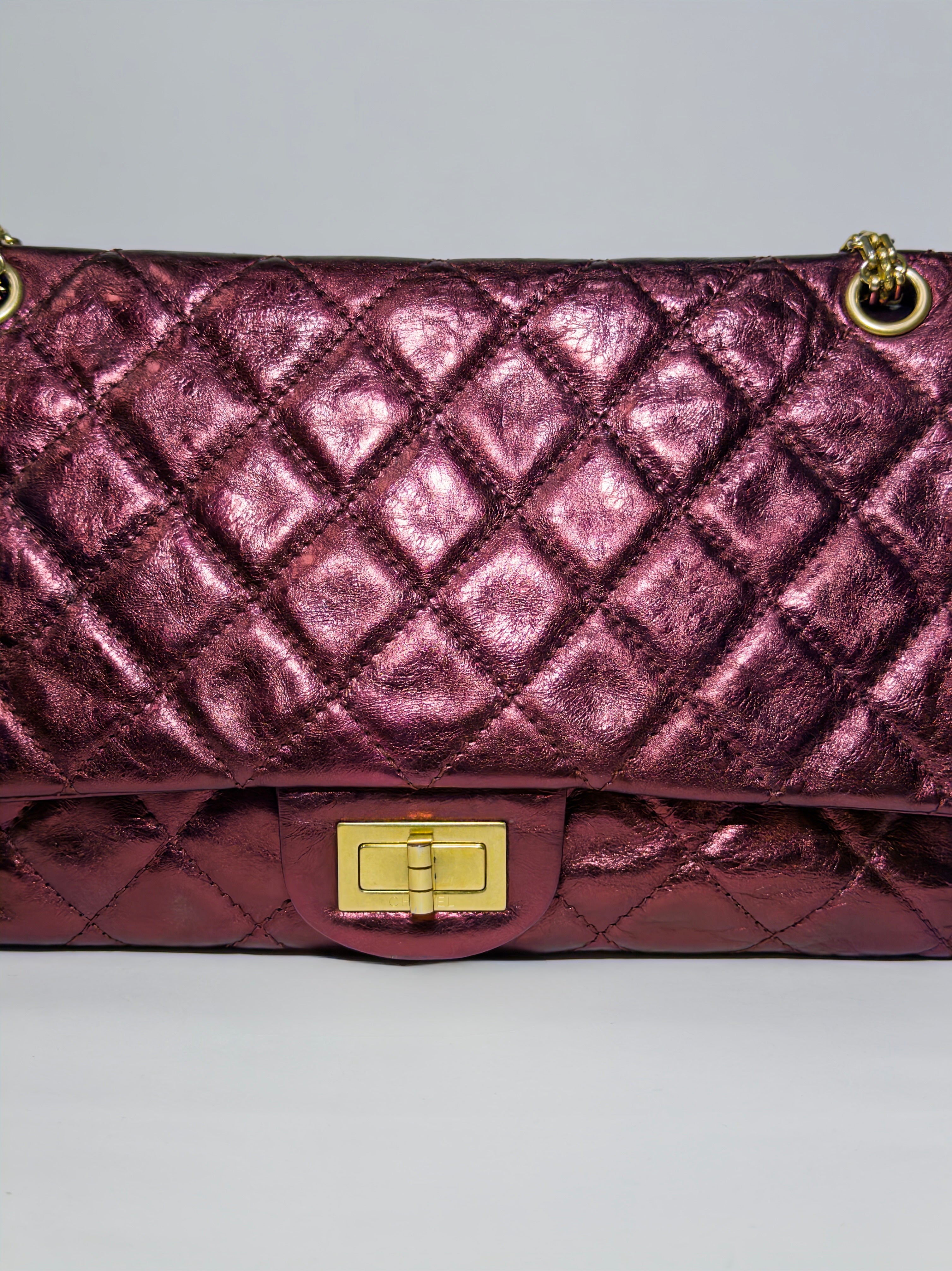 Chanel Calfskin 2.55 Reissue Flap Metallic Burgundy/Dark Red