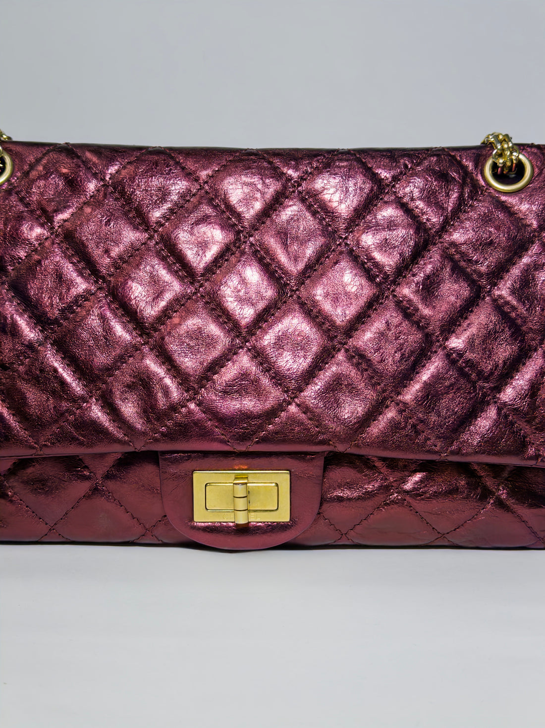 Chanel Calfskin 2.55 Reissue Flap Metallic Burgundy/Dark Red