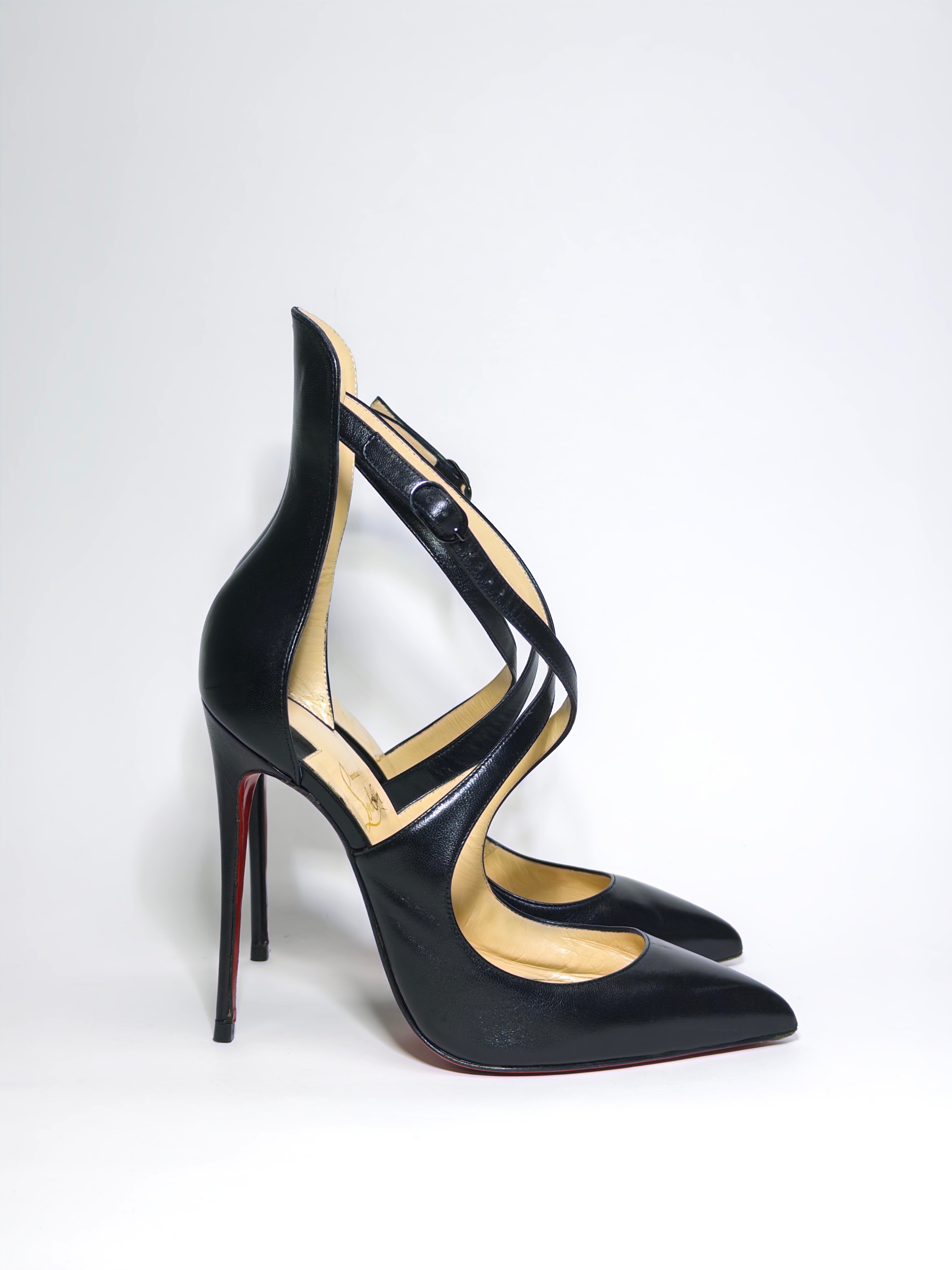 Christian Louboutin Black Leather Marlenarock Pumps