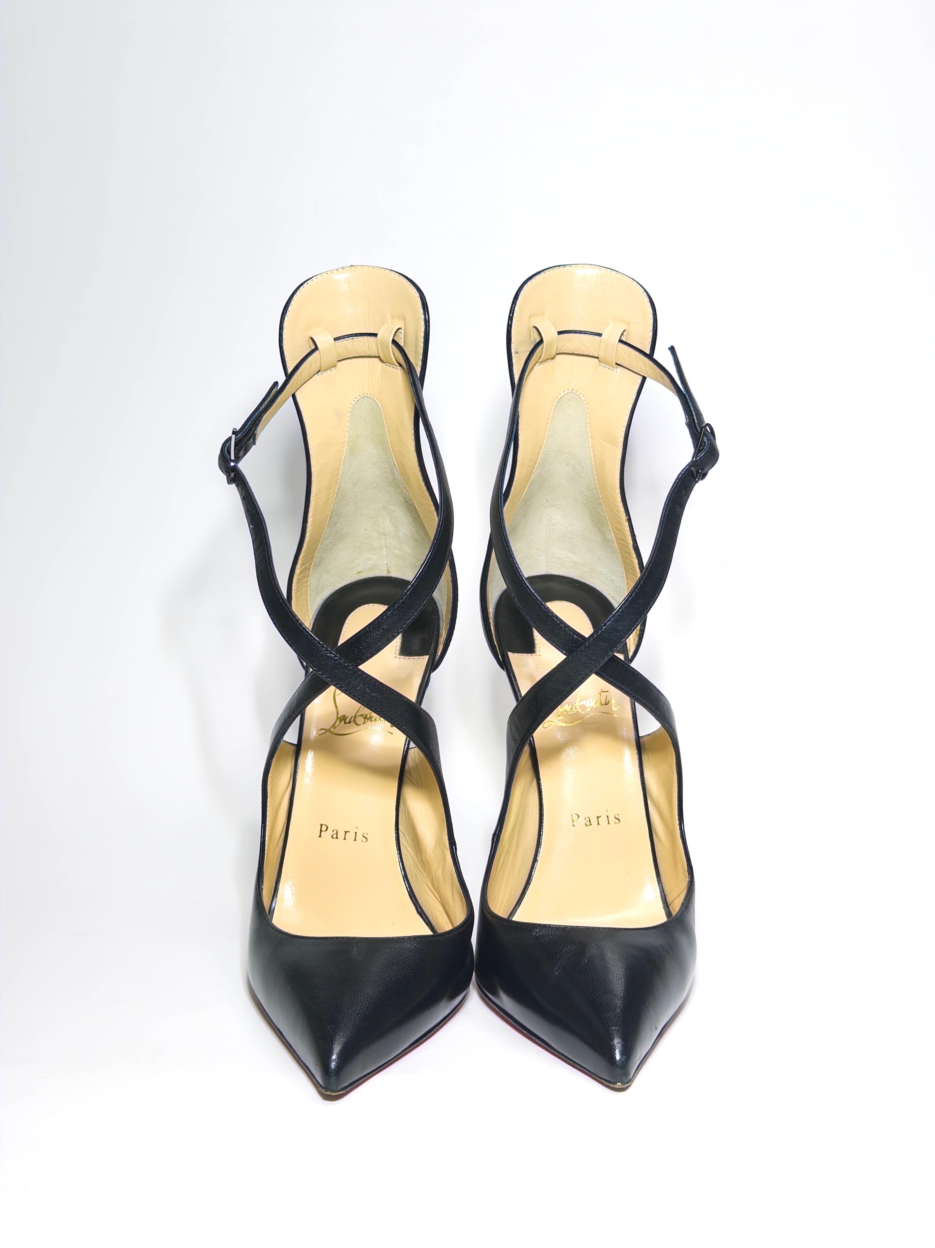 Christian Louboutin Black Leather Marlenarock Pumps