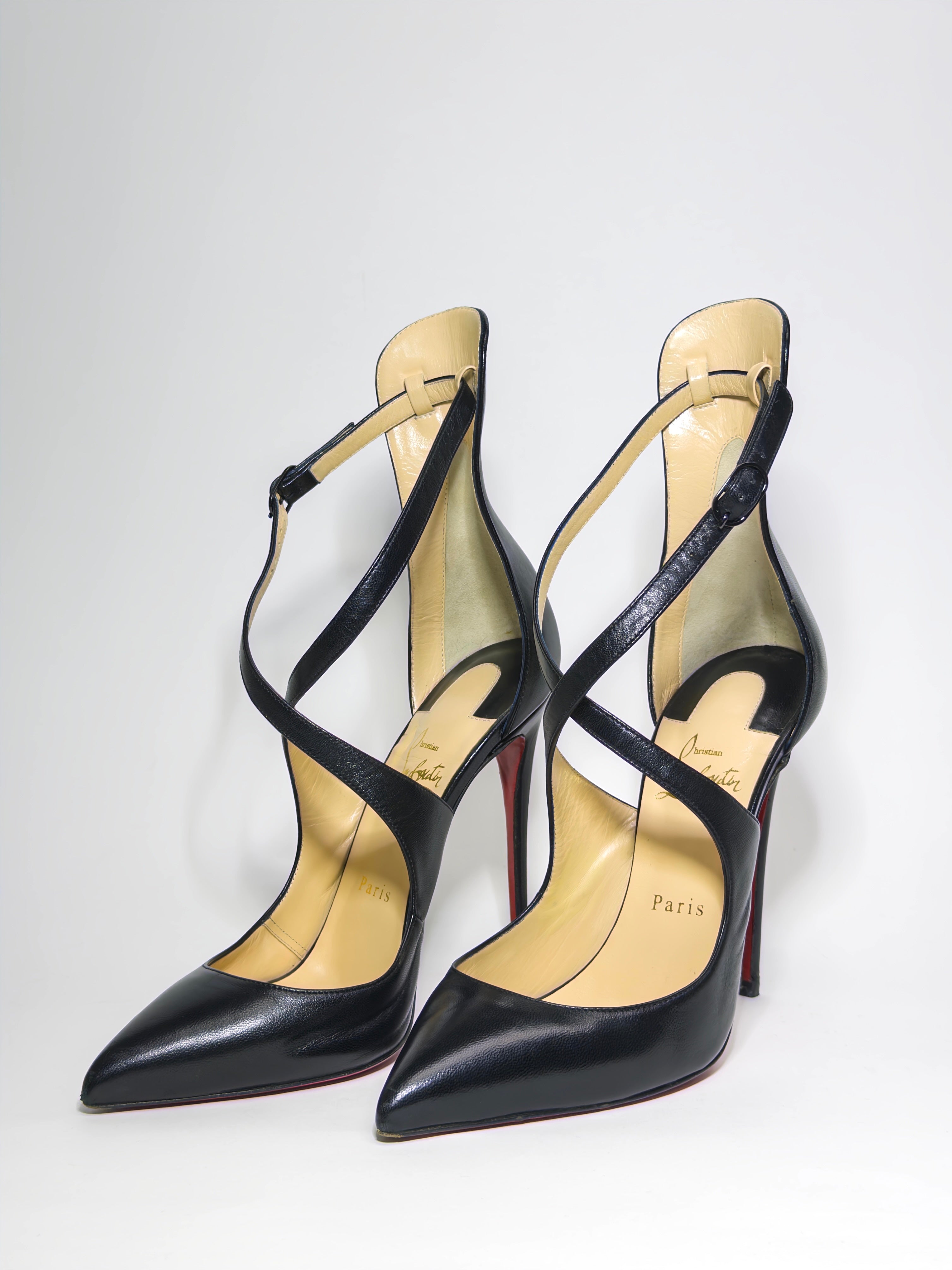 Christian Louboutin Black Leather Marlenarock Pumps