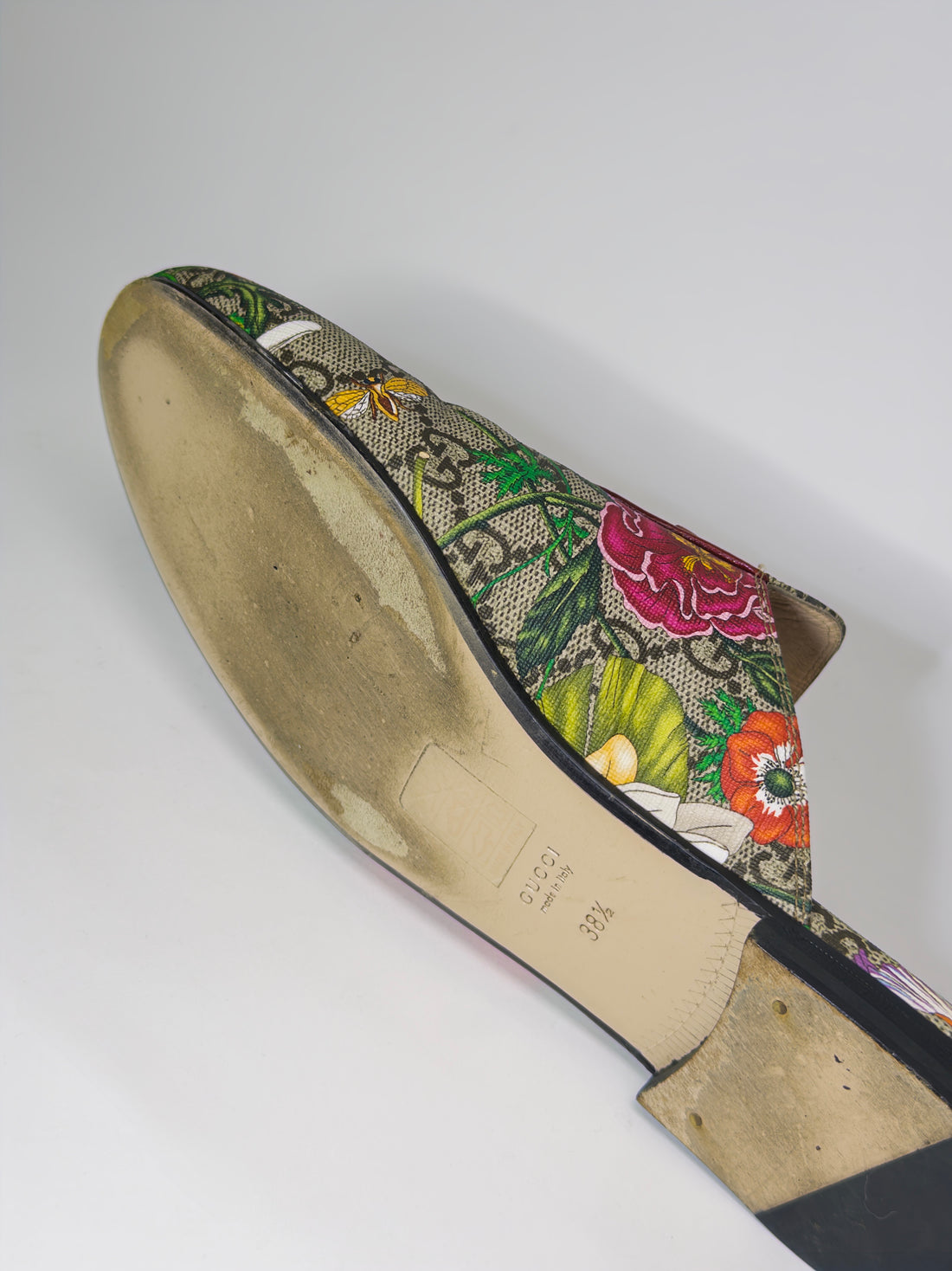 Gucci Floral Print GG Supreme Canvas Princetown Flat Mules