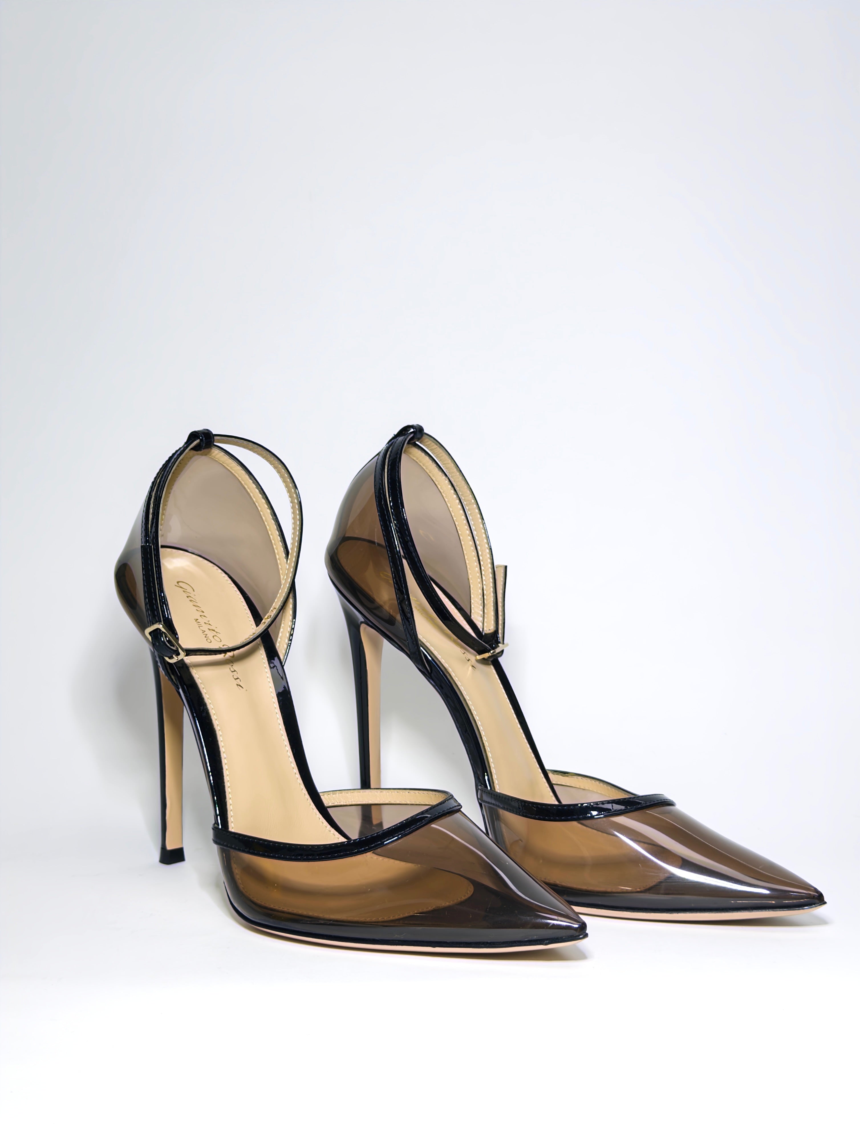 Gianvito Rossi Black Patent Leather and PVC Pumps