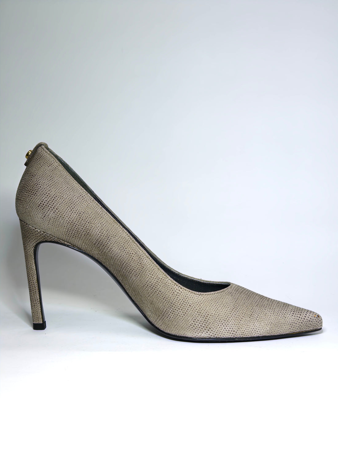 Stuart Weitzman Grey Textured Suede Pointed Toe Pumps