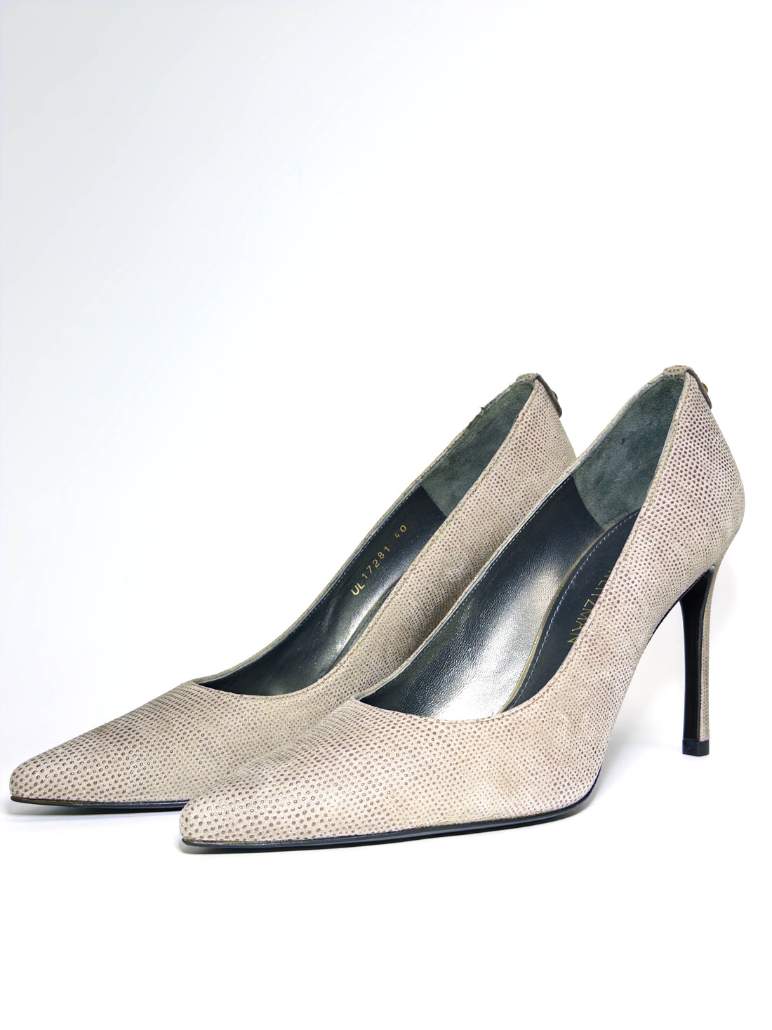 Stuart Weitzman Grey Textured Suede Pointed Toe Pumps