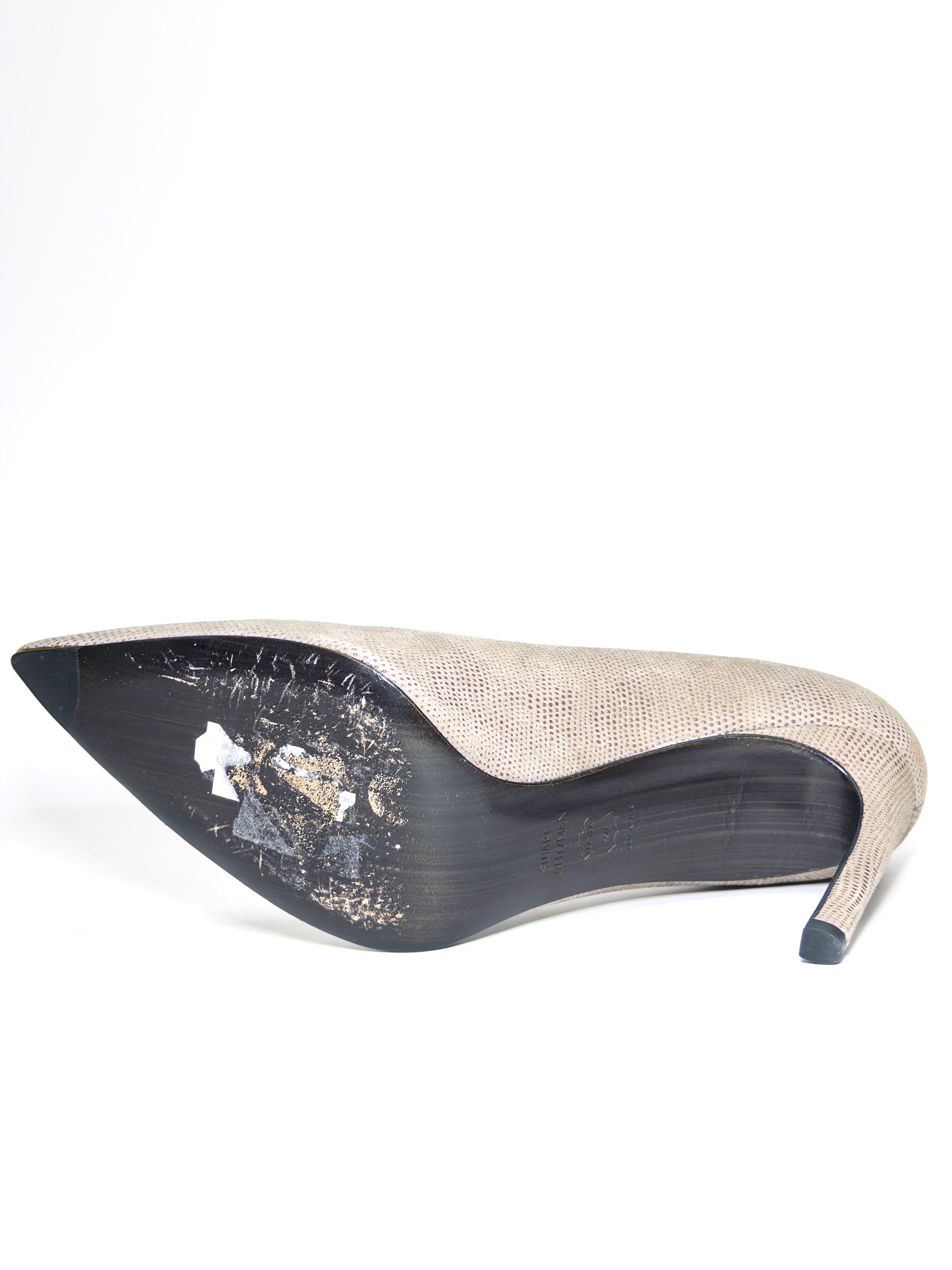 Stuart Weitzman Grey Textured Suede Pointed Toe Pumps