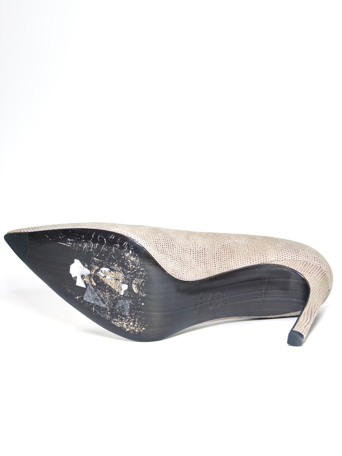 Stuart Weitzman Grey Textured Suede Pointed Toe Pumps