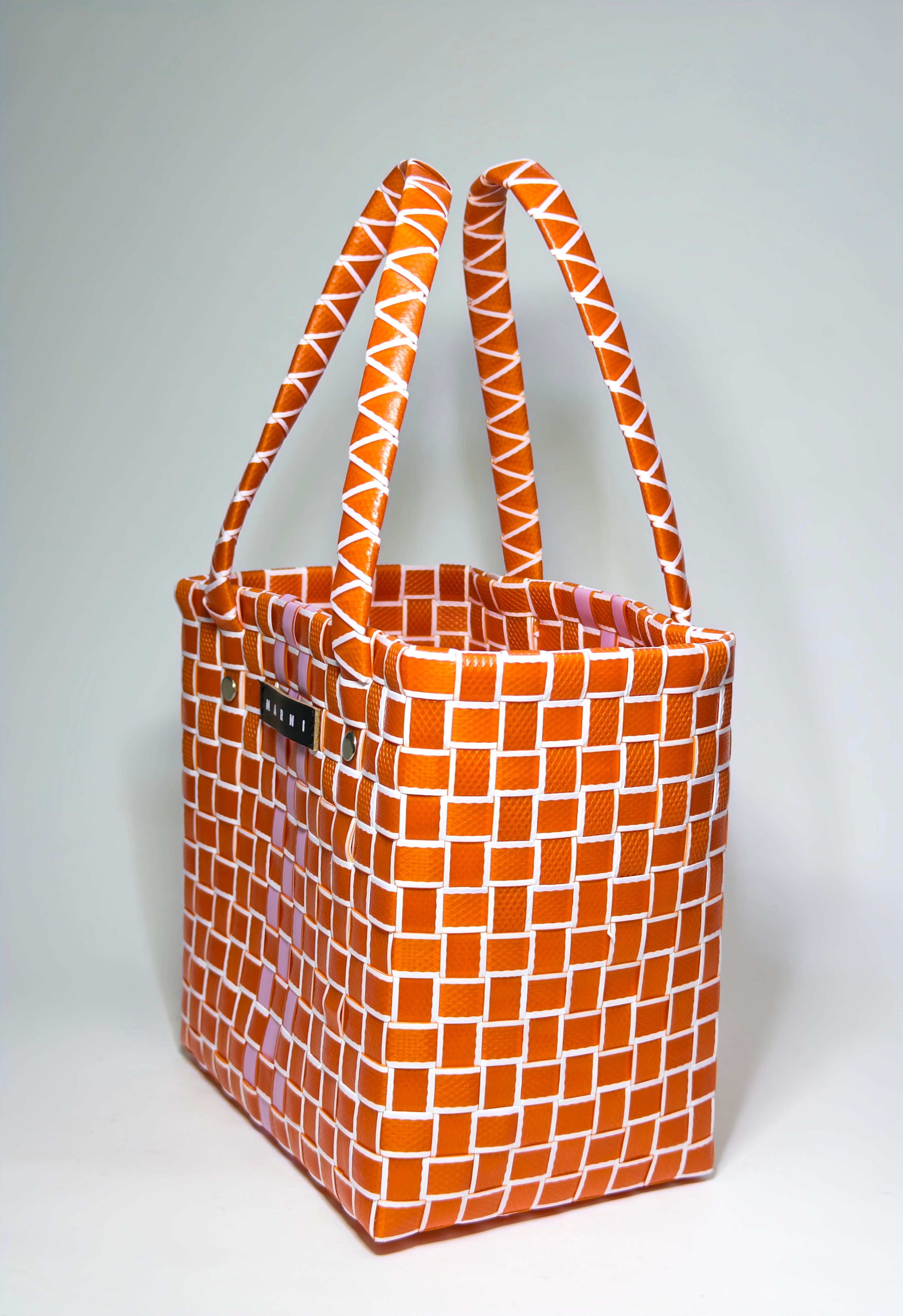 Marni Orange Braided Box Bucket Bag