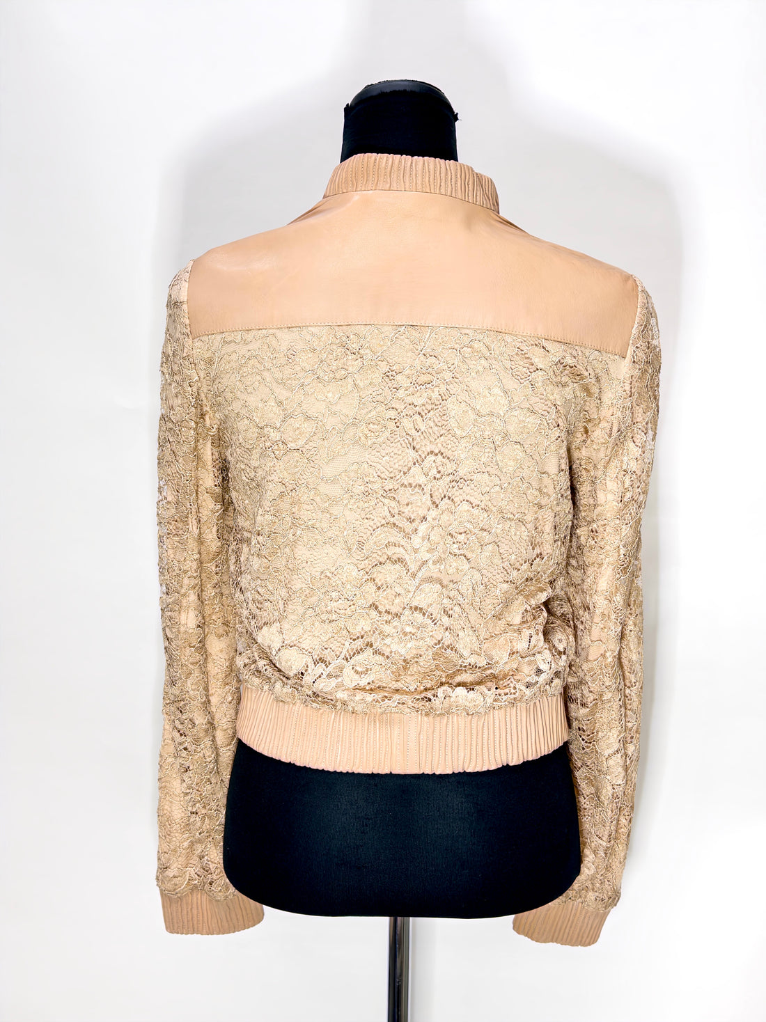 Dolce & Gabbana Pink Lace & Leather Jacket