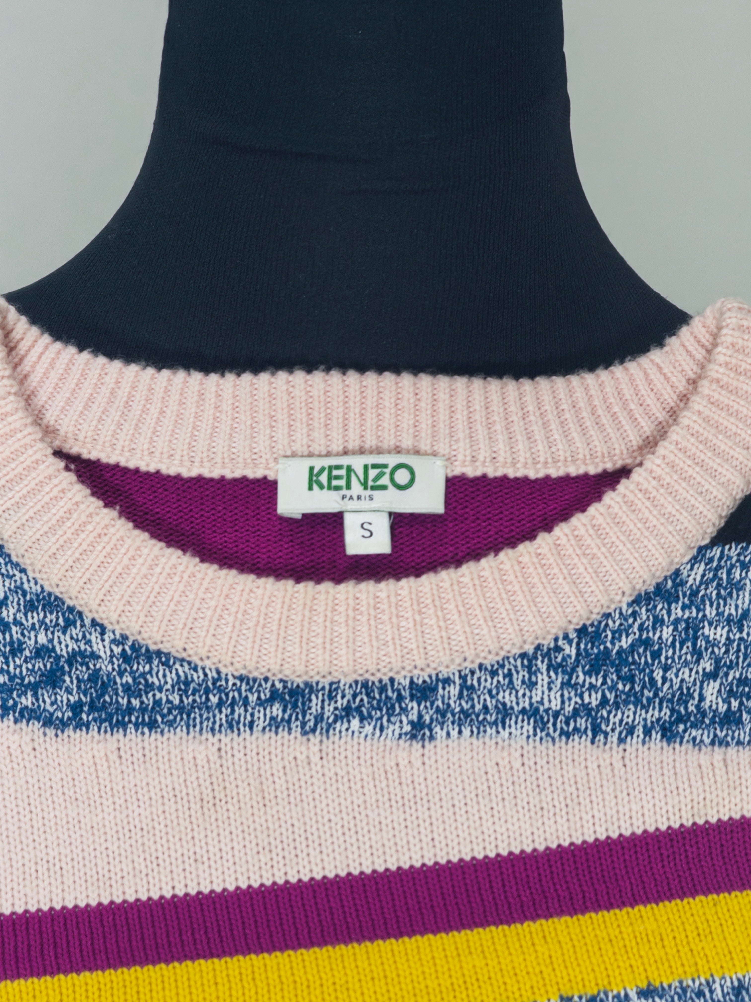 Kenzo Multicolor Striped Patterned Knit Sweater