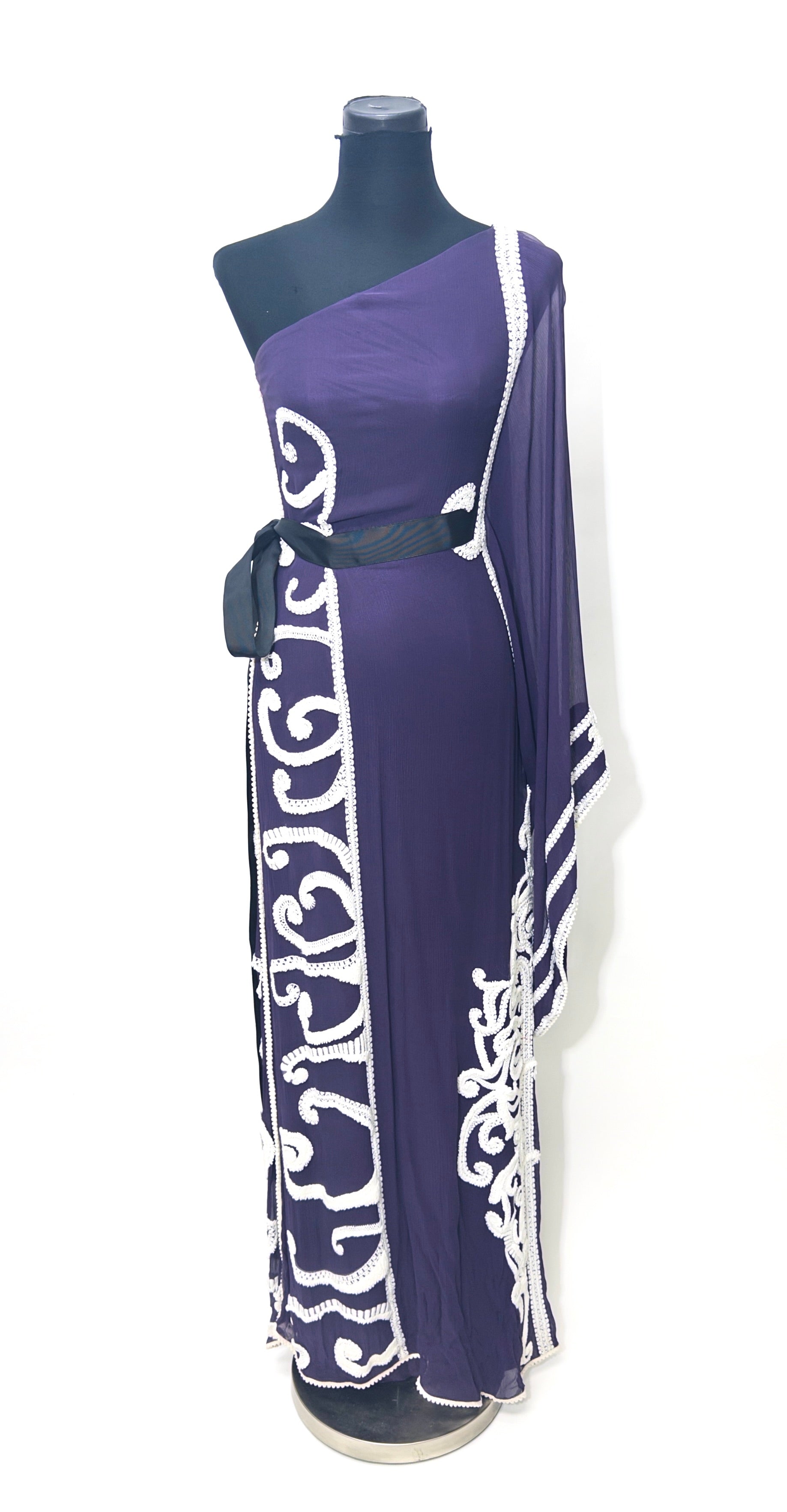 Zareena Silk One Shoulder Purple Dress