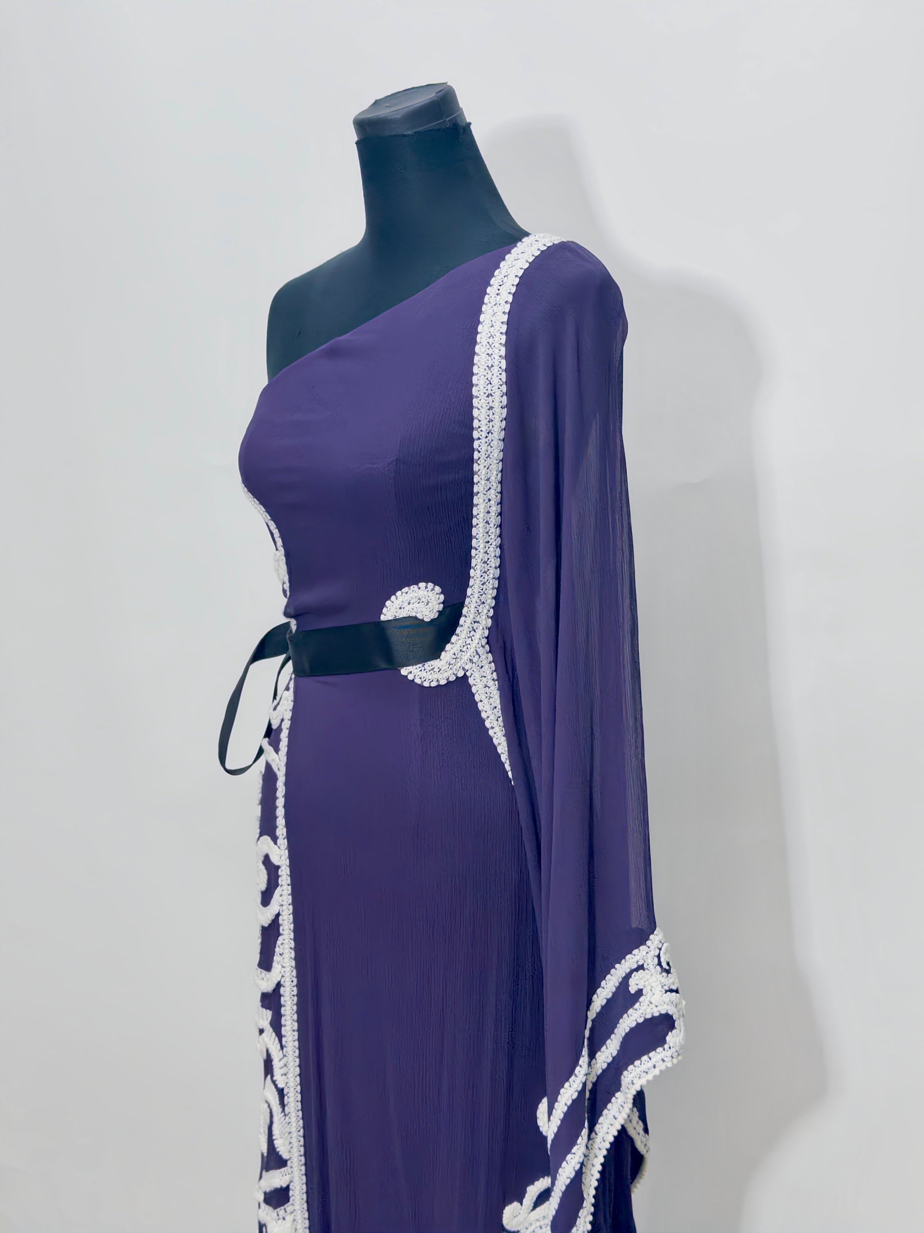 Zareena Silk One Shoulder Purple Dress