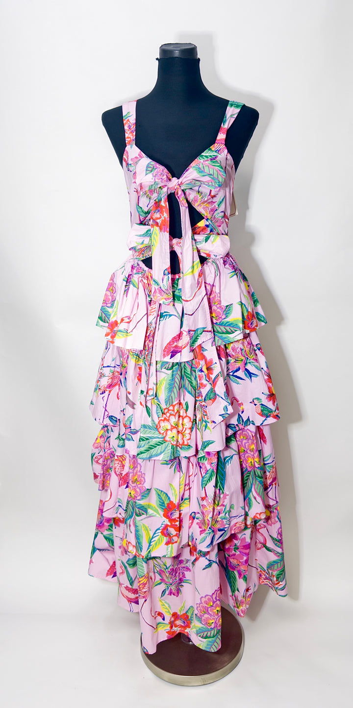 Banjanan Tie Detail Ruffled Long Dress