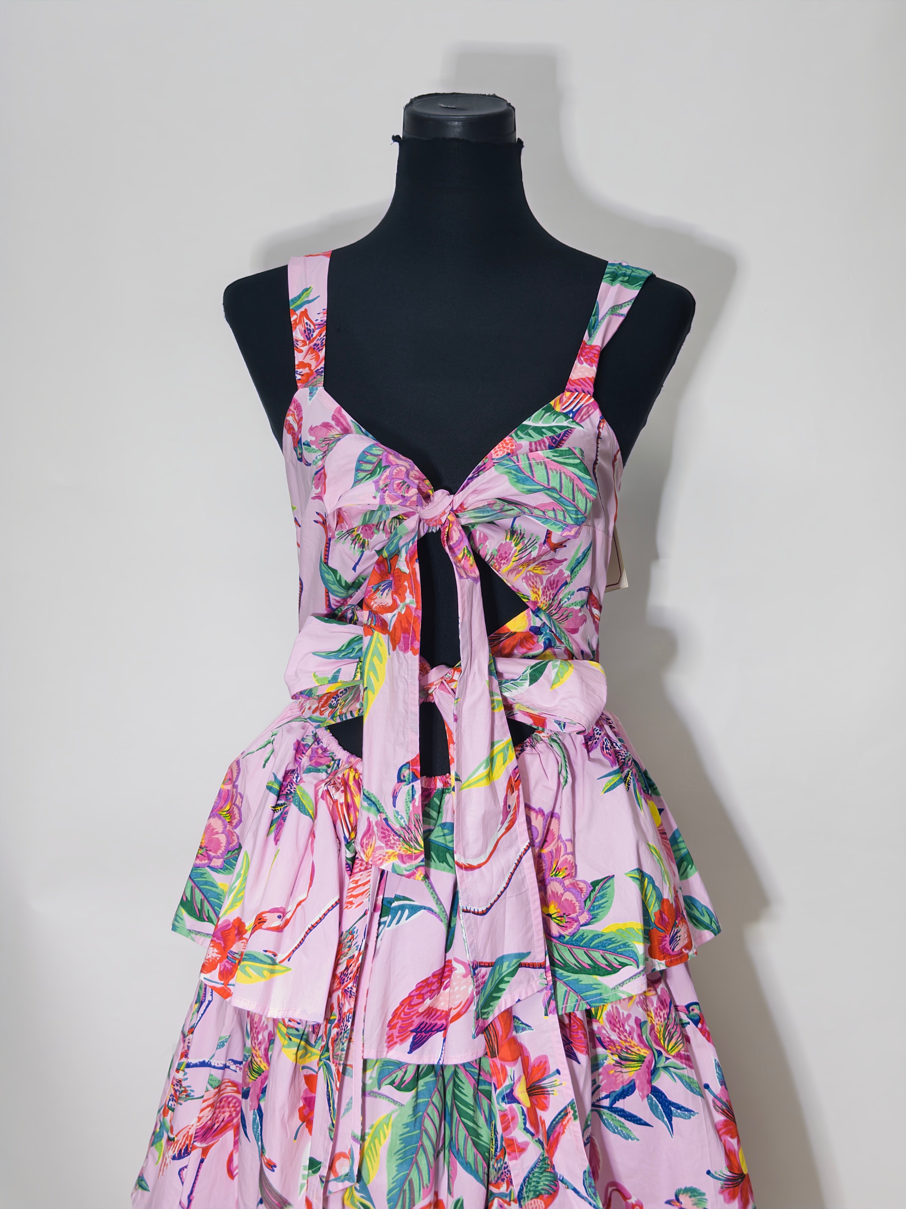 Banjanan Tie Detail Ruffled Long Dress