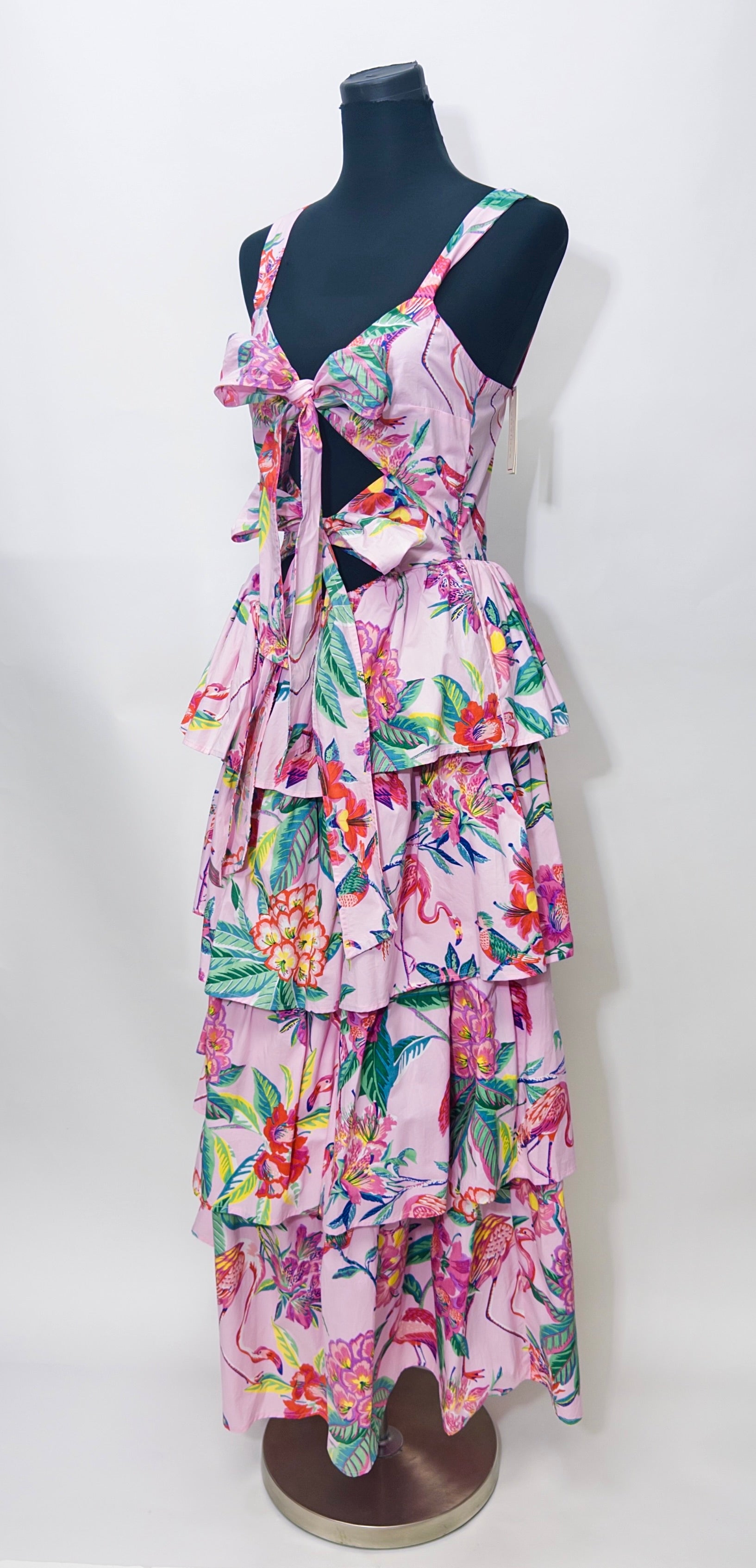 Banjanan Tie Detail Ruffled Long Dress