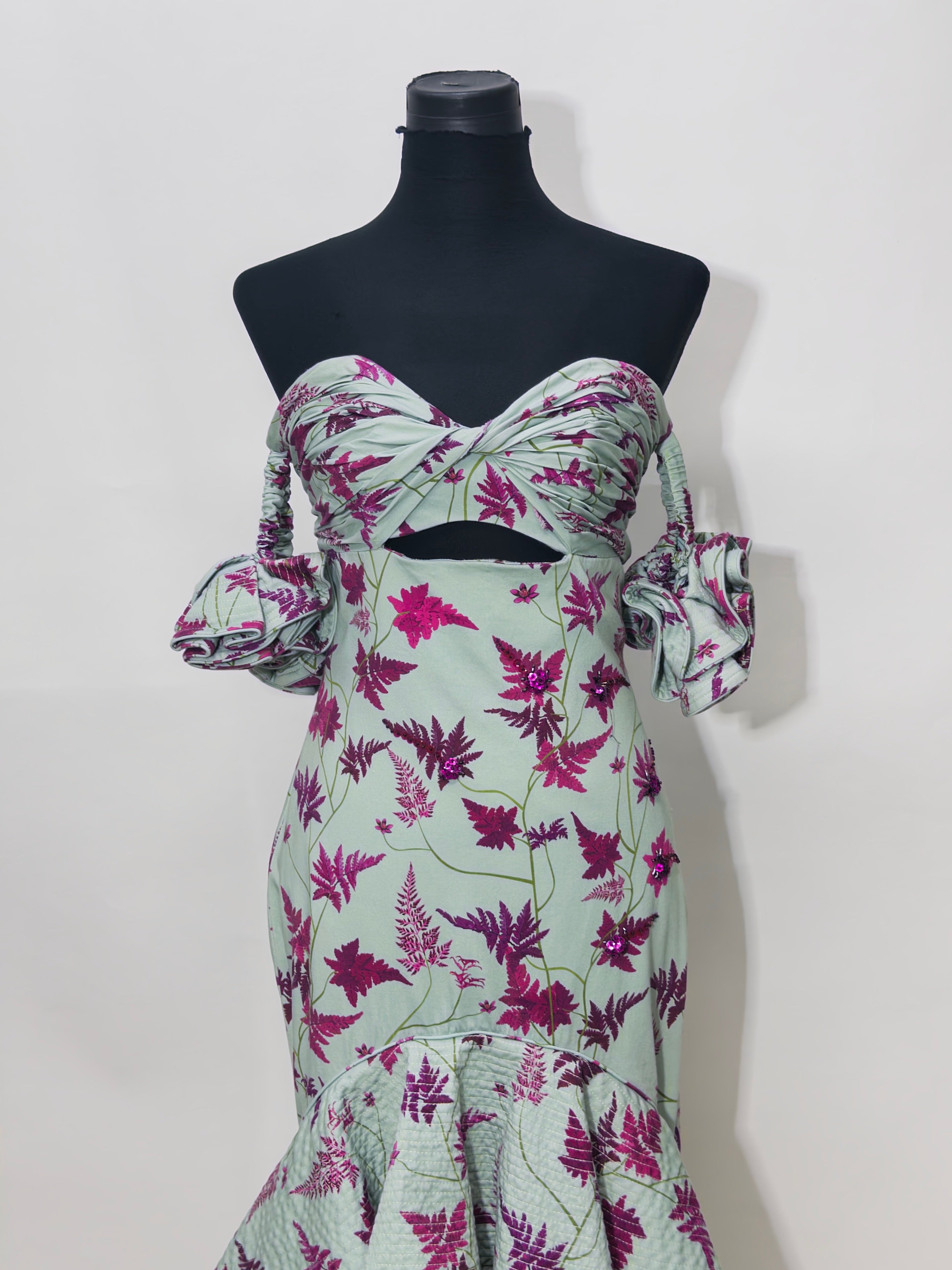 Johanna Ortiz Off-Shoulder Ruffled Long Dress