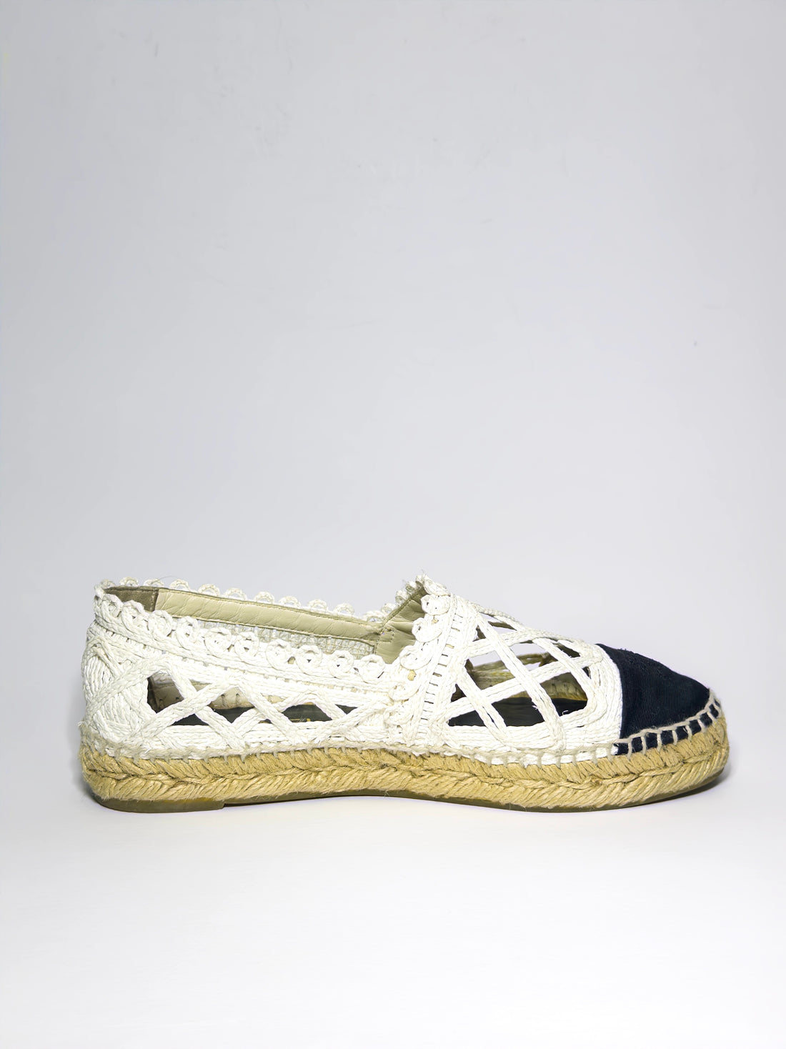Chanel Knit Fabric and Canvas Interlocking CC Logo Espadrilles