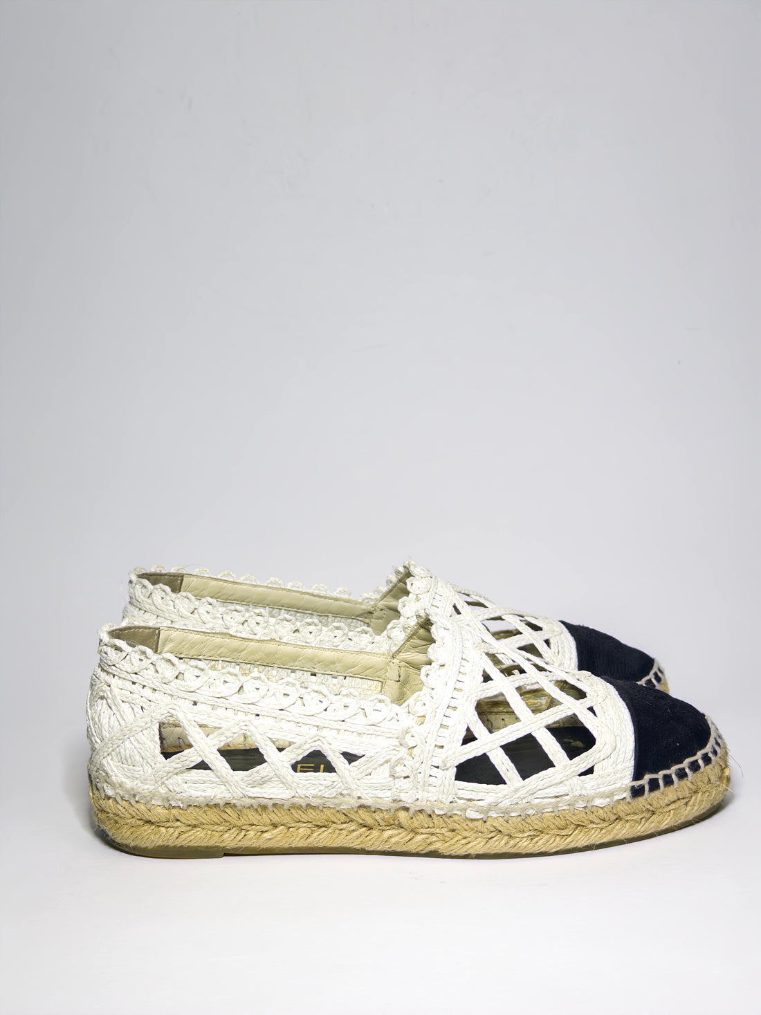Chanel Knit Fabric and Canvas Interlocking CC Logo Espadrilles