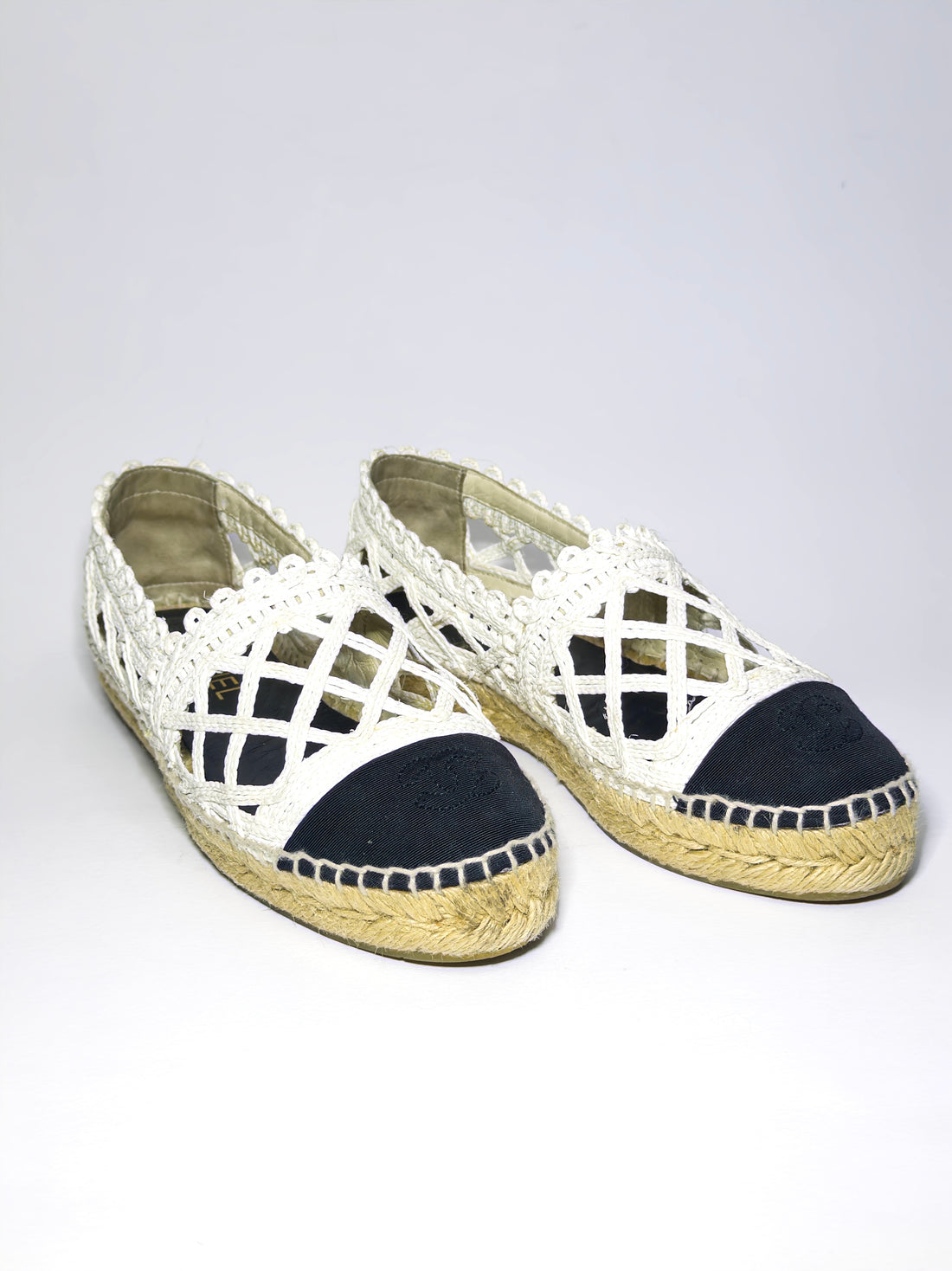 Chanel Knit Fabric and Canvas Interlocking CC Logo Espadrilles
