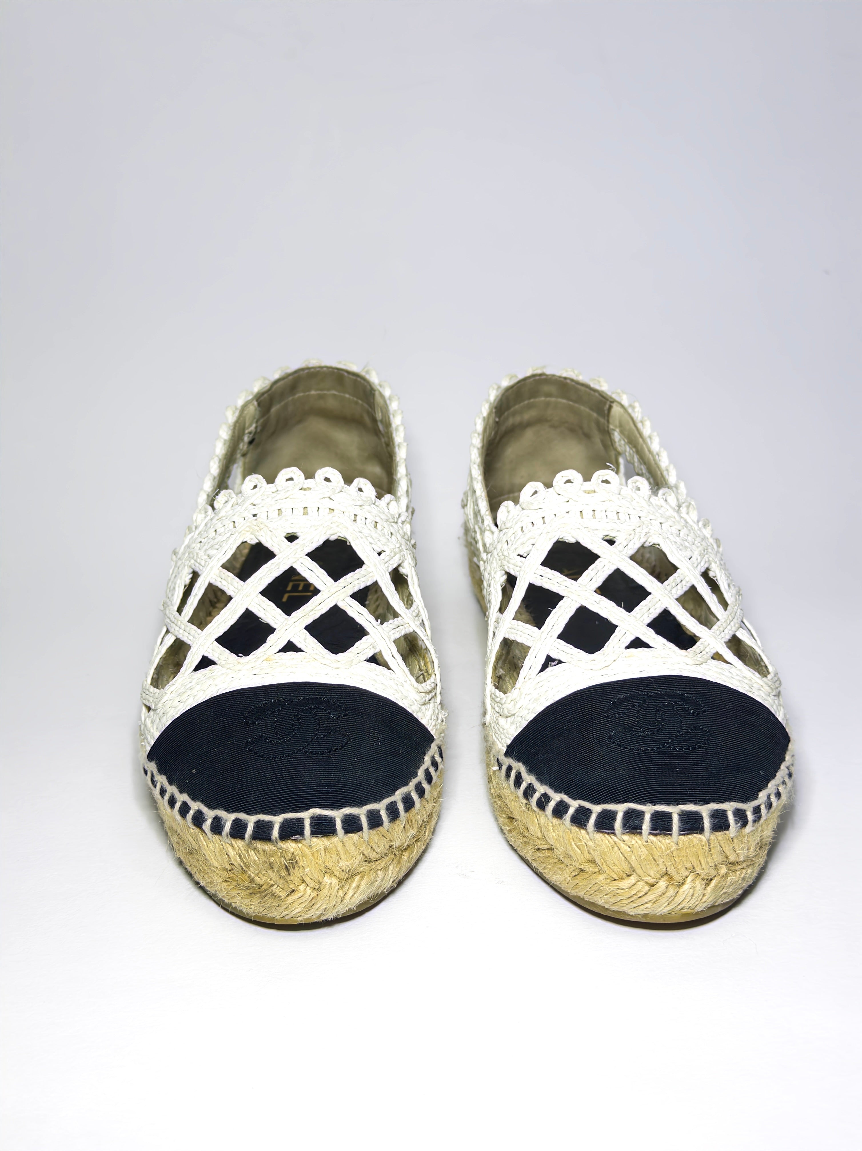 Chanel Knit Fabric and Canvas Interlocking CC Logo Espadrilles