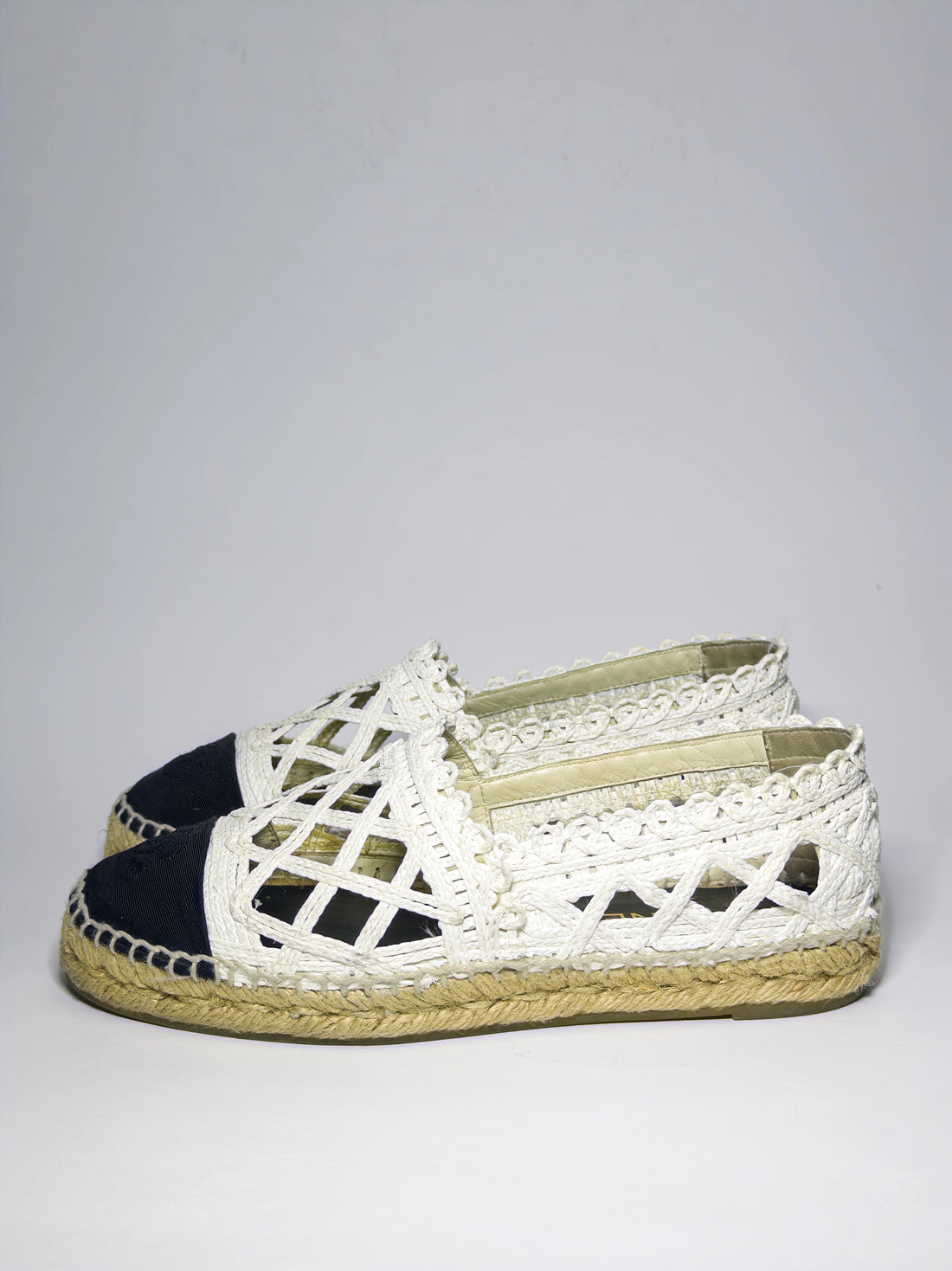 Chanel Knit Fabric and Canvas Interlocking CC Logo Espadrilles
