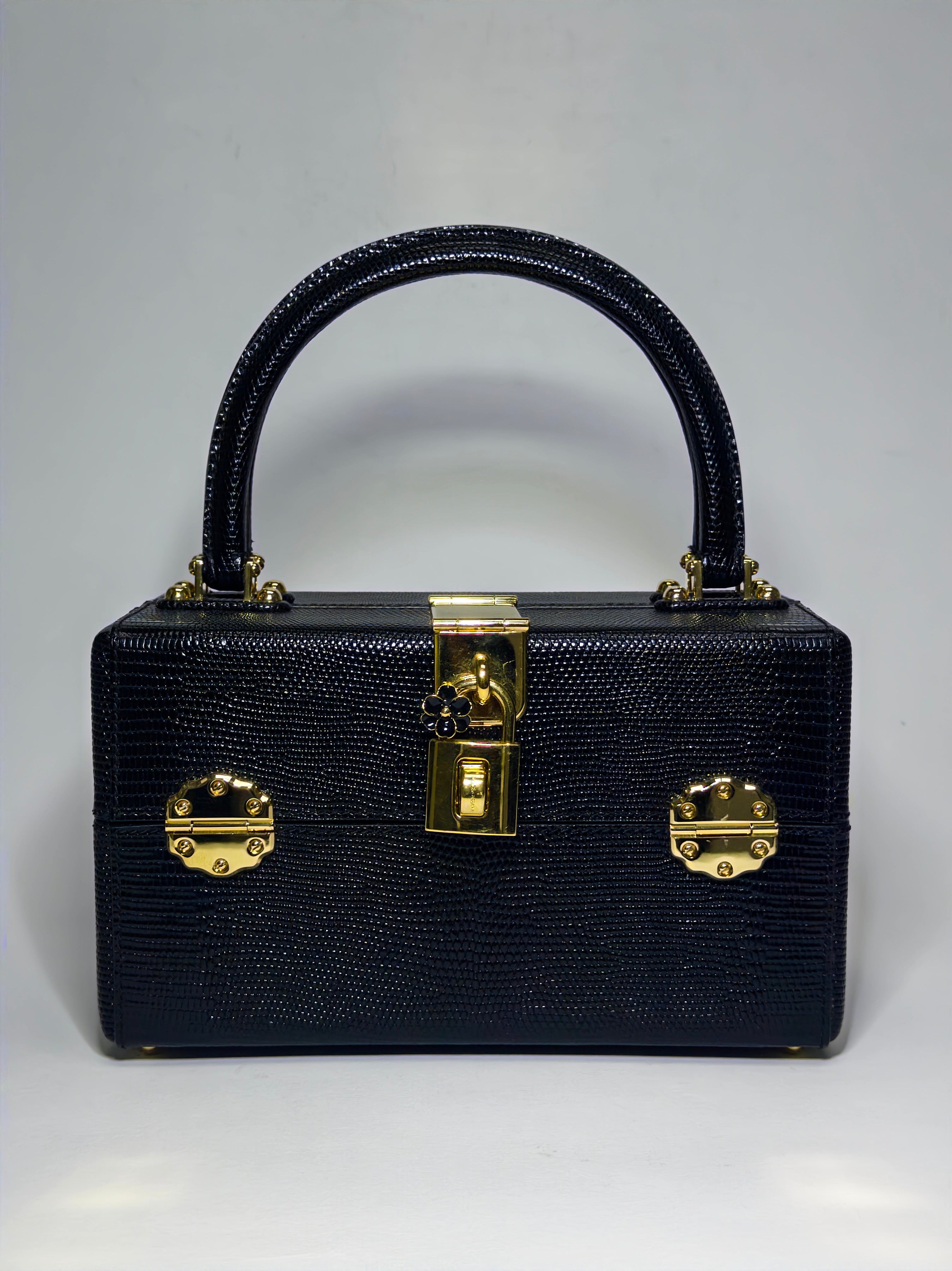Dolce & Gabbana Lizard Embossed Box in Calfskin Leather