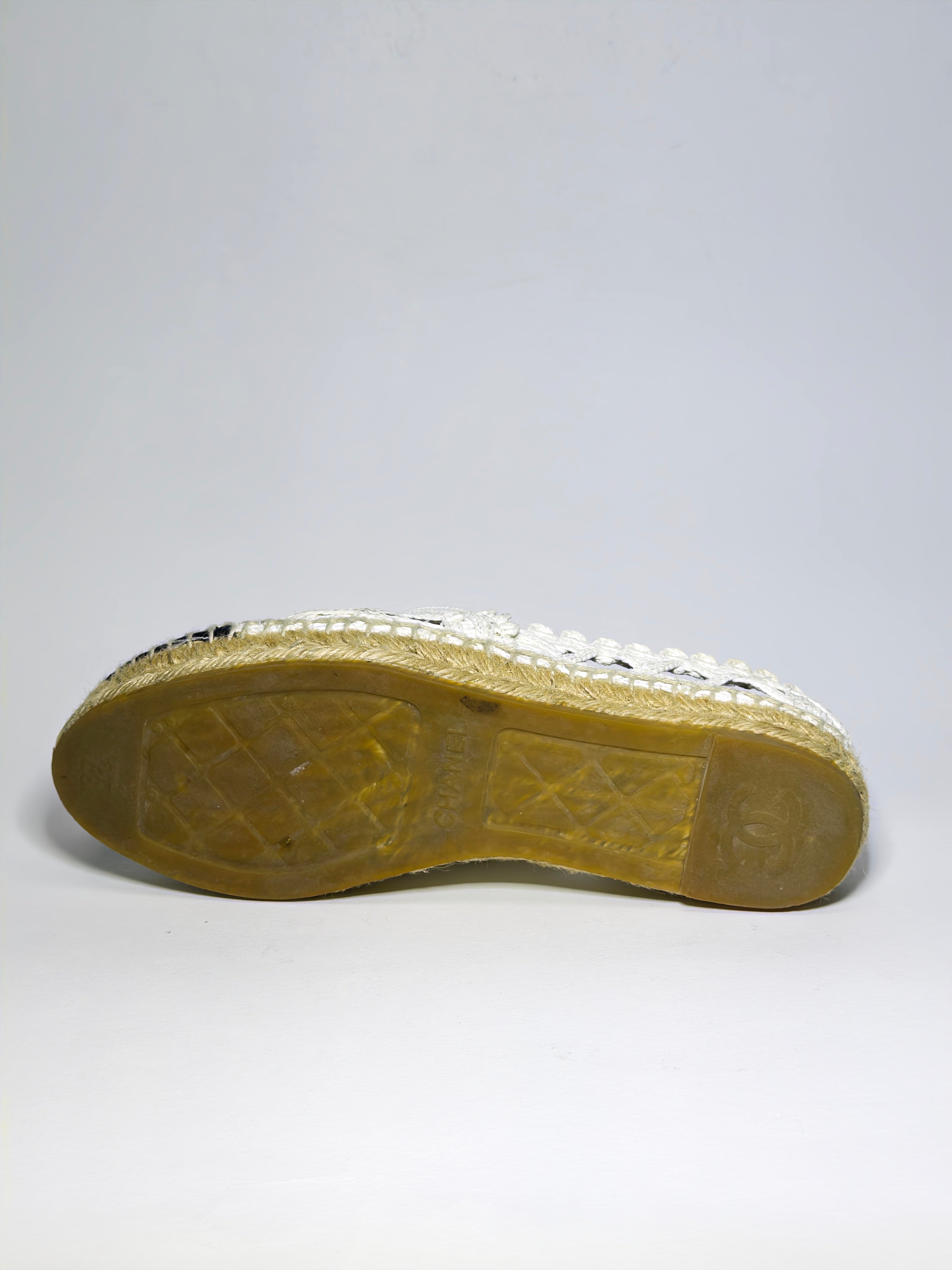Chanel Knit Fabric and Canvas Interlocking CC Logo Espadrilles