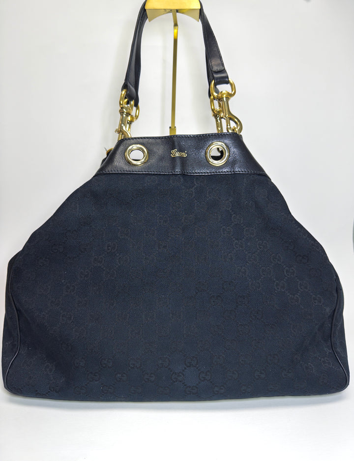Gucci Positano GG Black Leather and Canvas