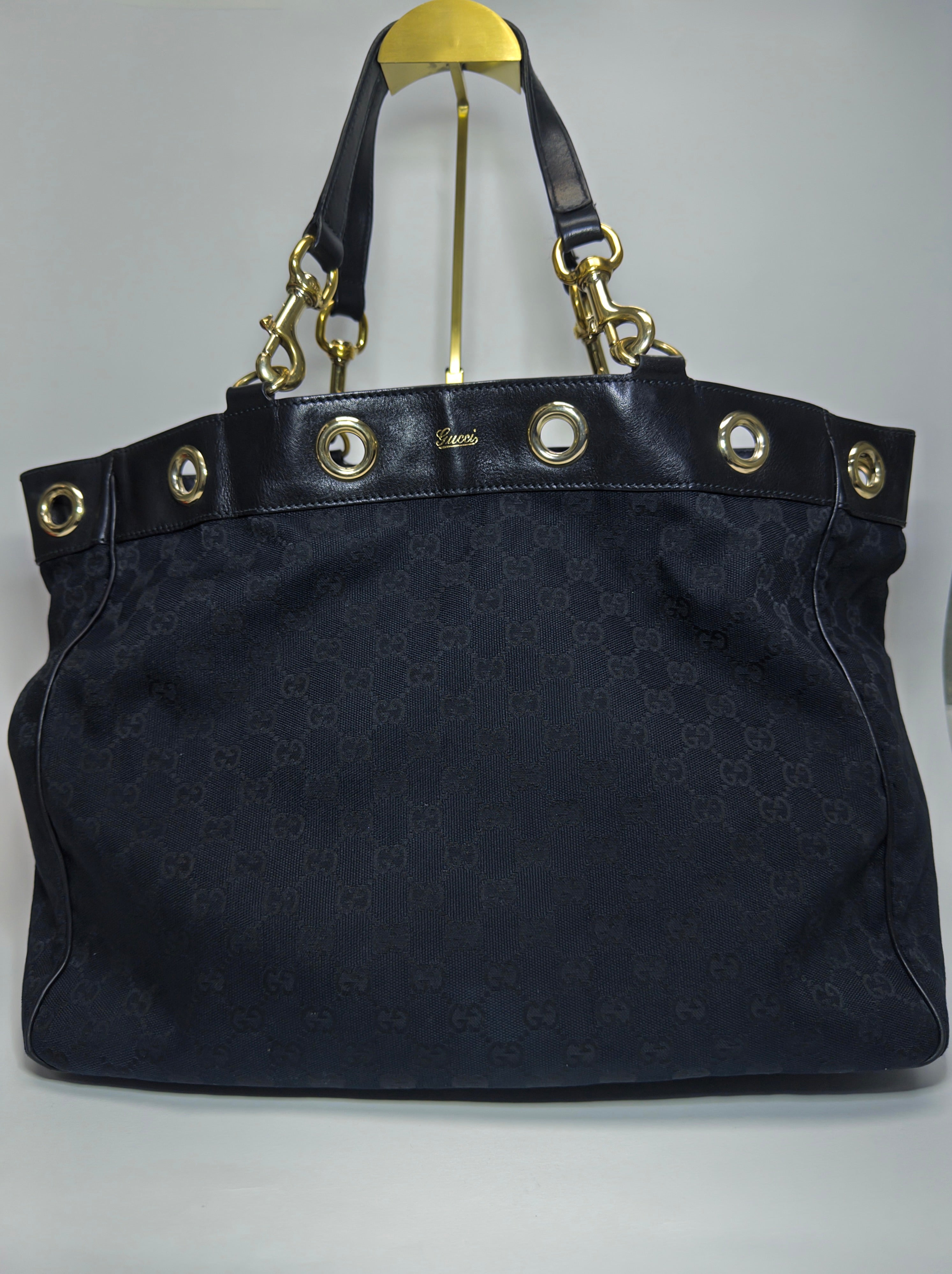 Gucci Positano GG Black Leather and Canvas