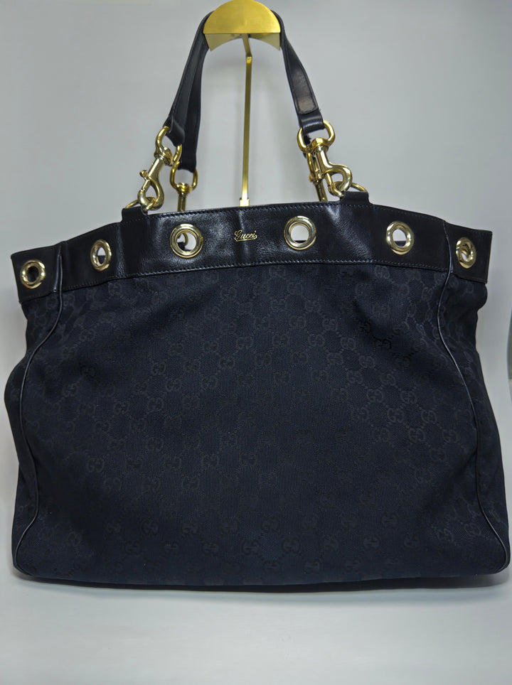 Gucci Positano GG Black Leather and Canvas