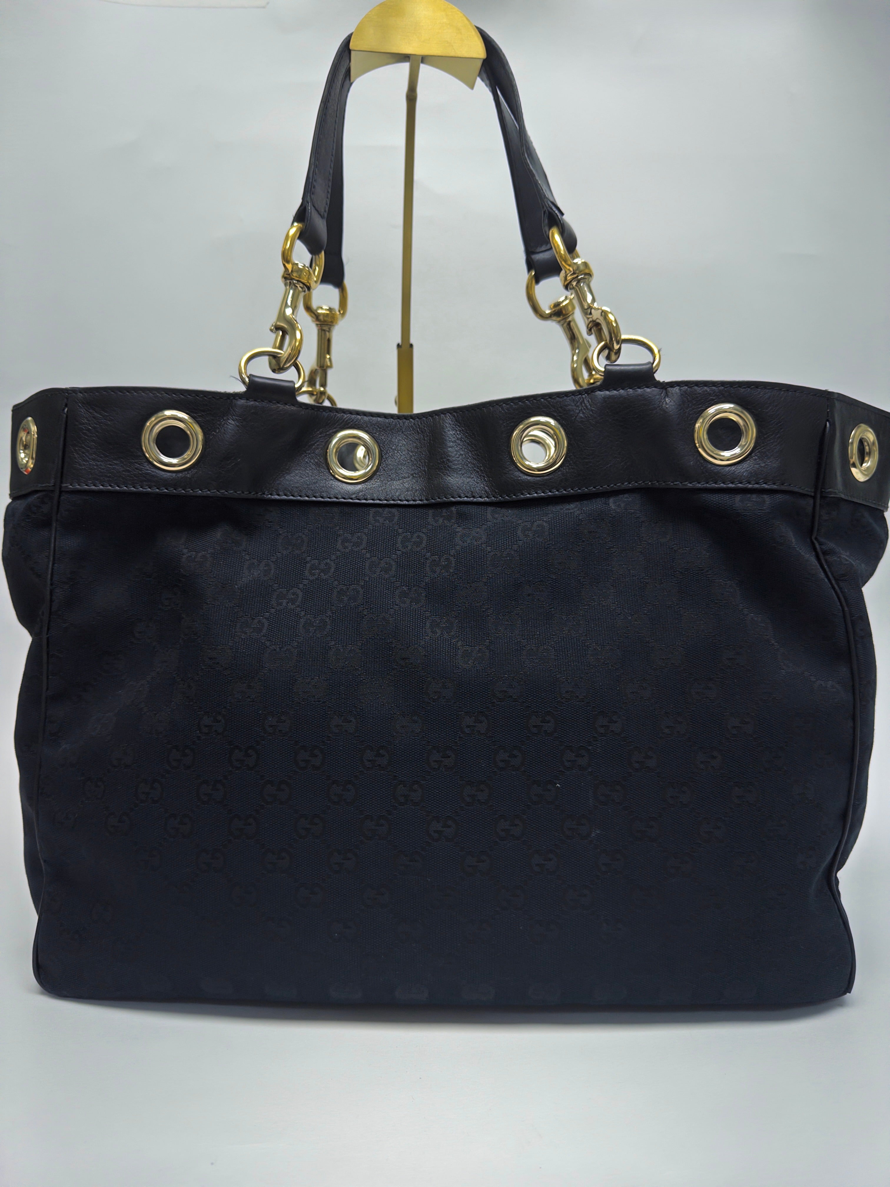 Gucci Positano GG Black Leather and Canvas