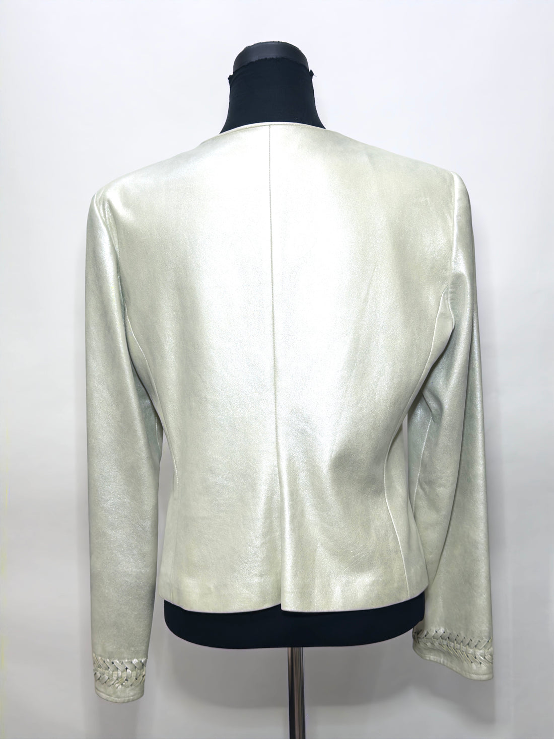 Armani Collezioni Metallic Grey Leather Jacket