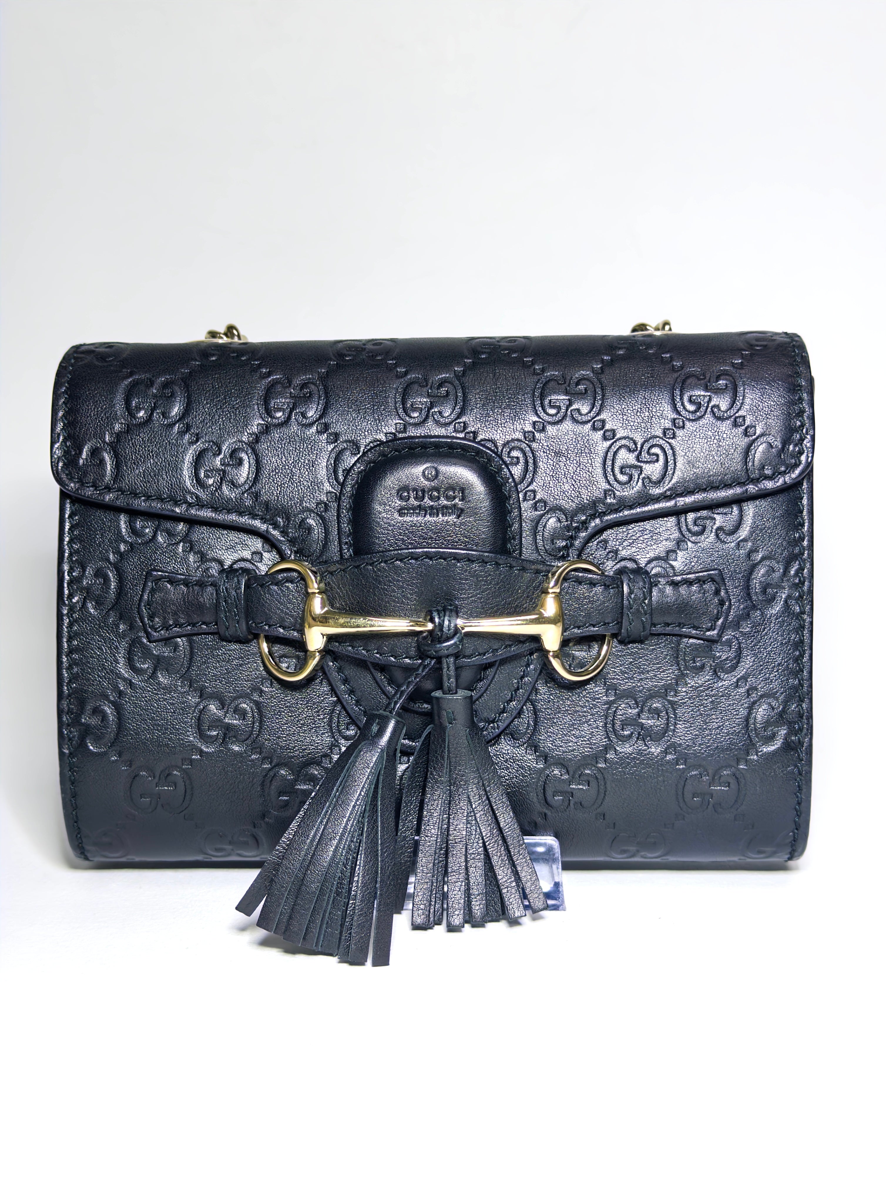 Gucci Black Guccissima Mini Emily Chain Shoulder Bag