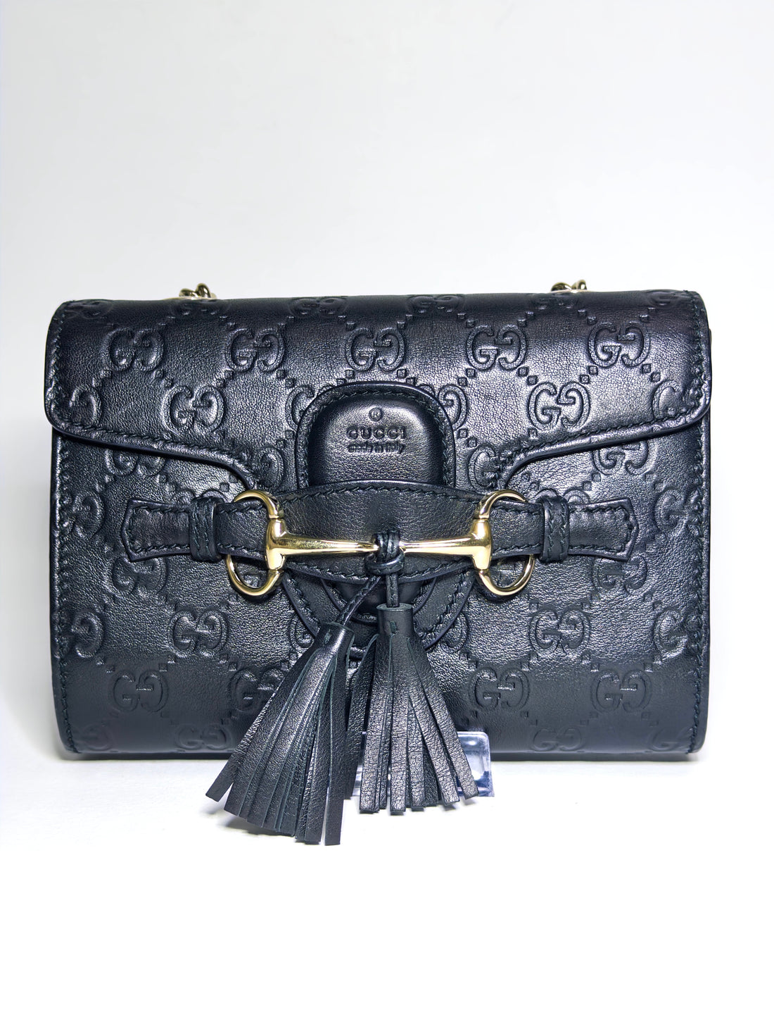 Gucci Black Guccissima Mini Emily Chain Shoulder Bag