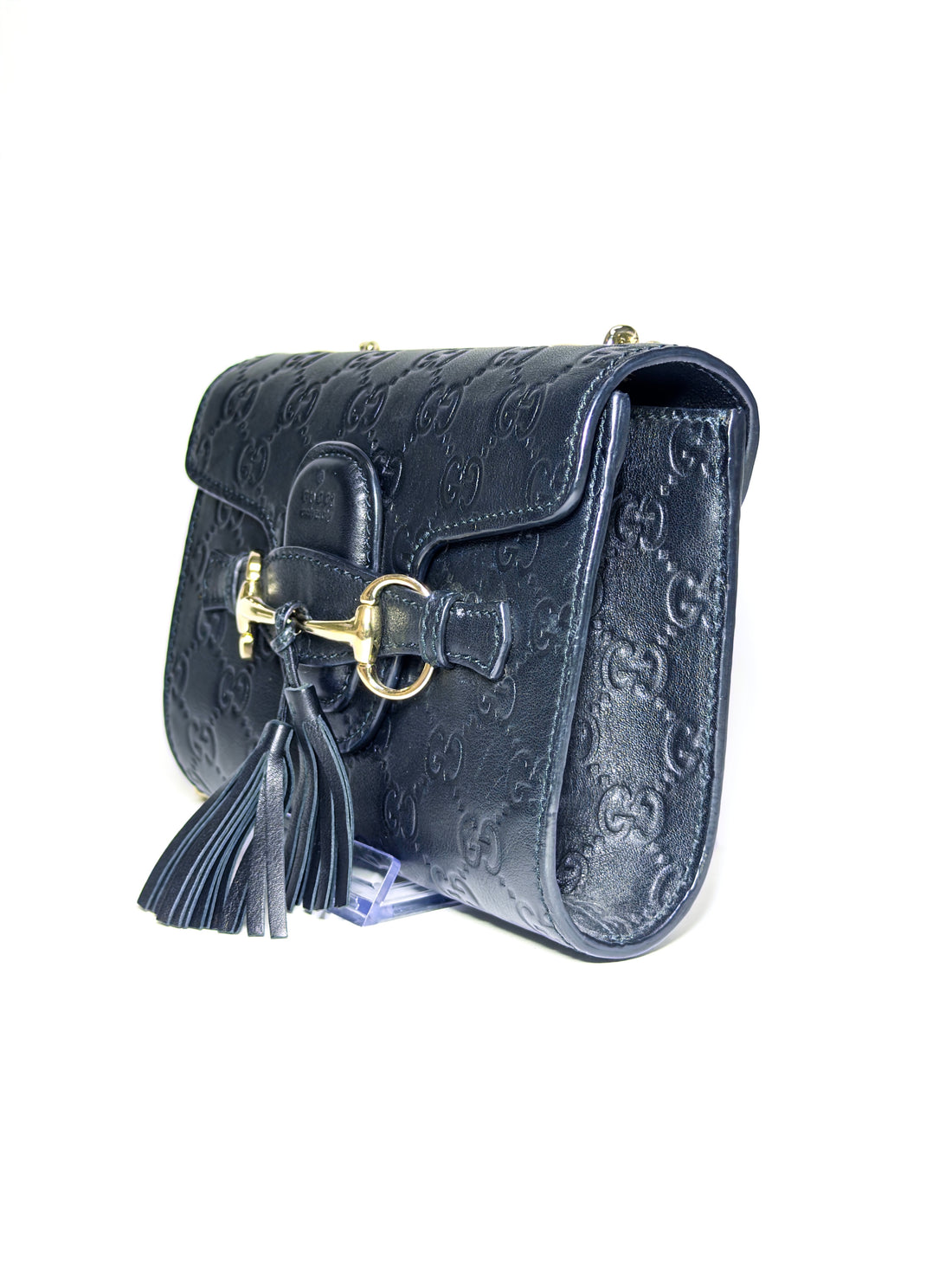 Gucci Black Guccissima Mini Emily Chain Shoulder Bag