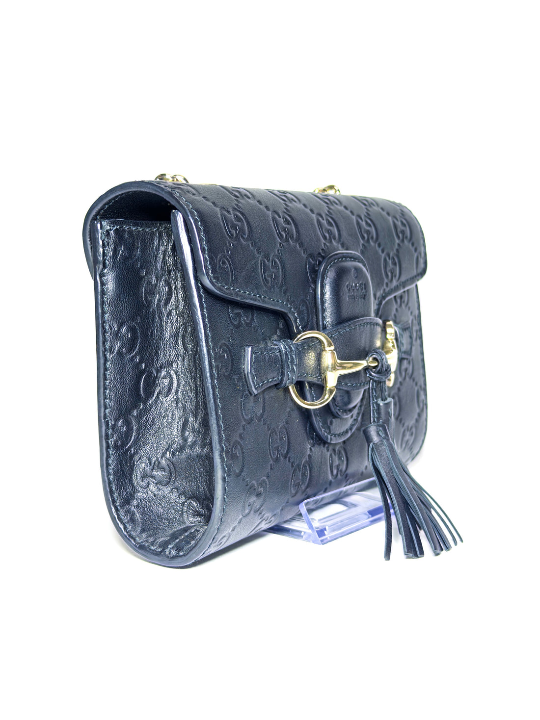 Gucci Black Guccissima Mini Emily Chain Shoulder Bag