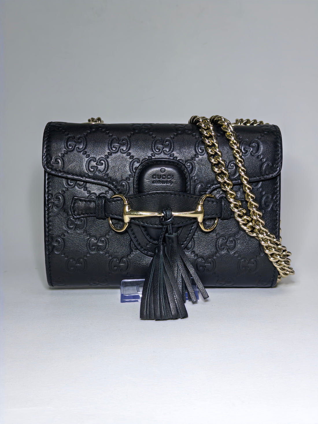 Gucci Black Guccissima Mini Emily Chain Shoulder Bag