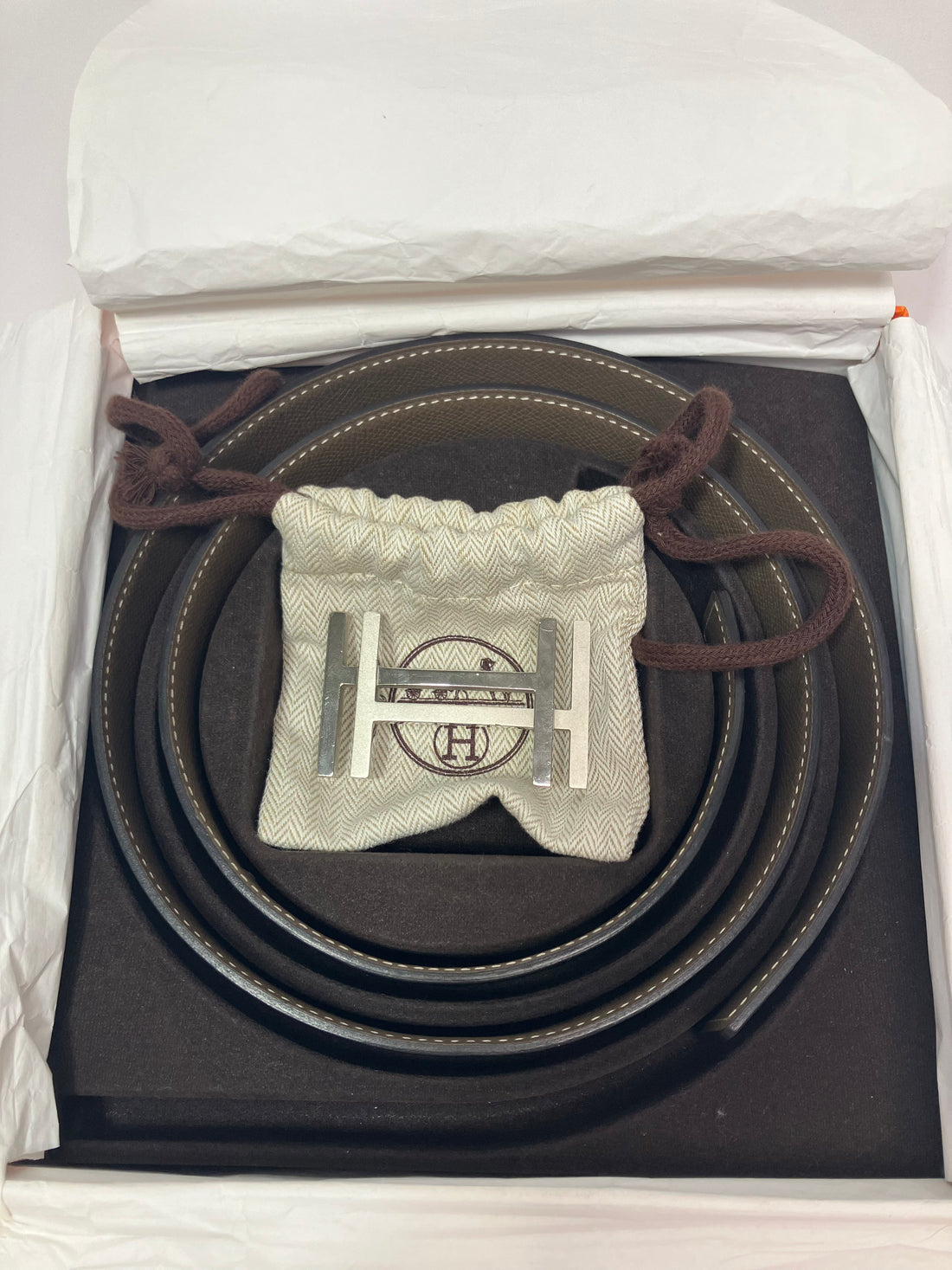 HERMÈS H AU CARRE REVERSIBLE BELT